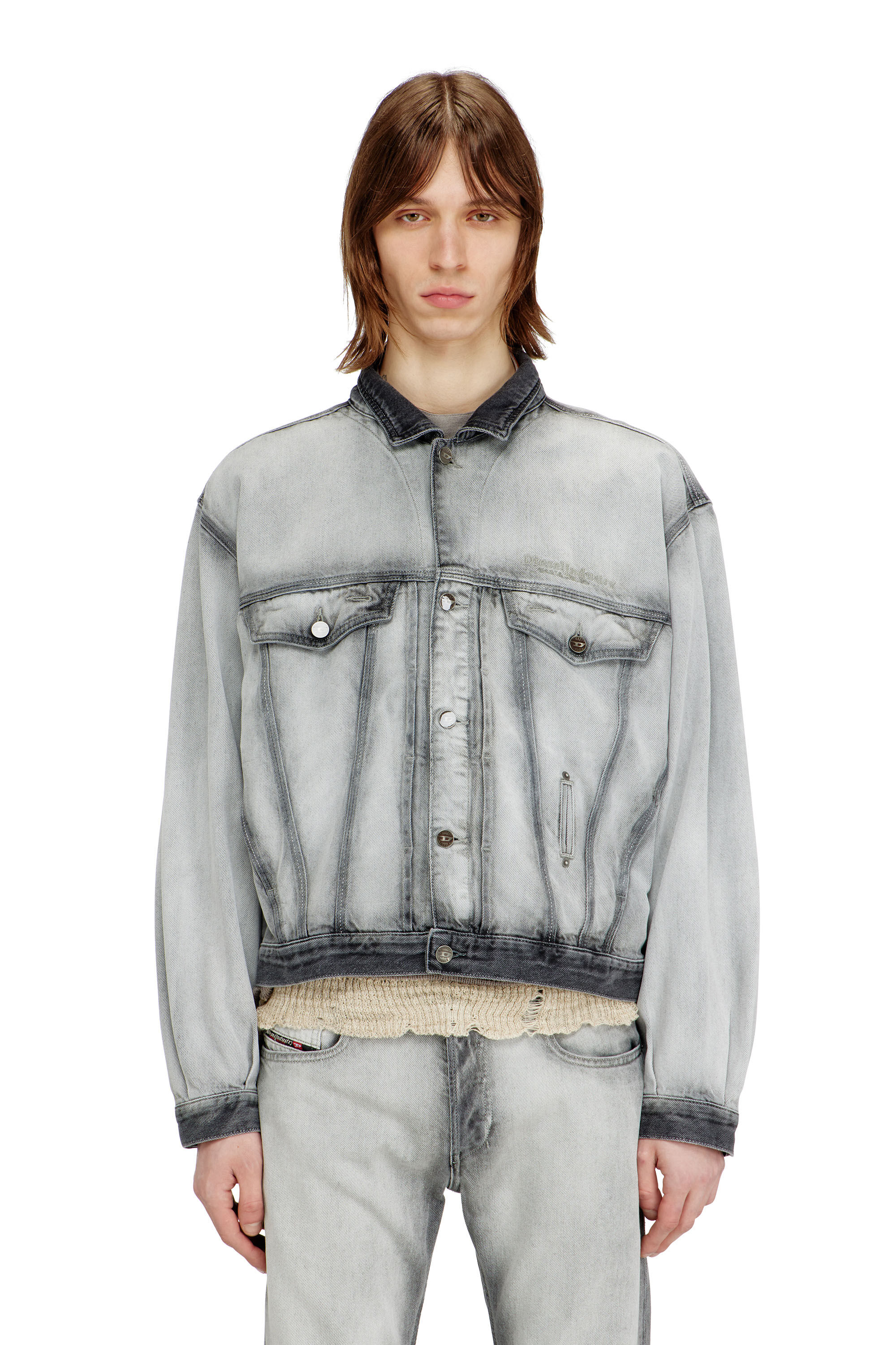 Women's Trucker jacket in soft skeleton denim | Grey | Diesel