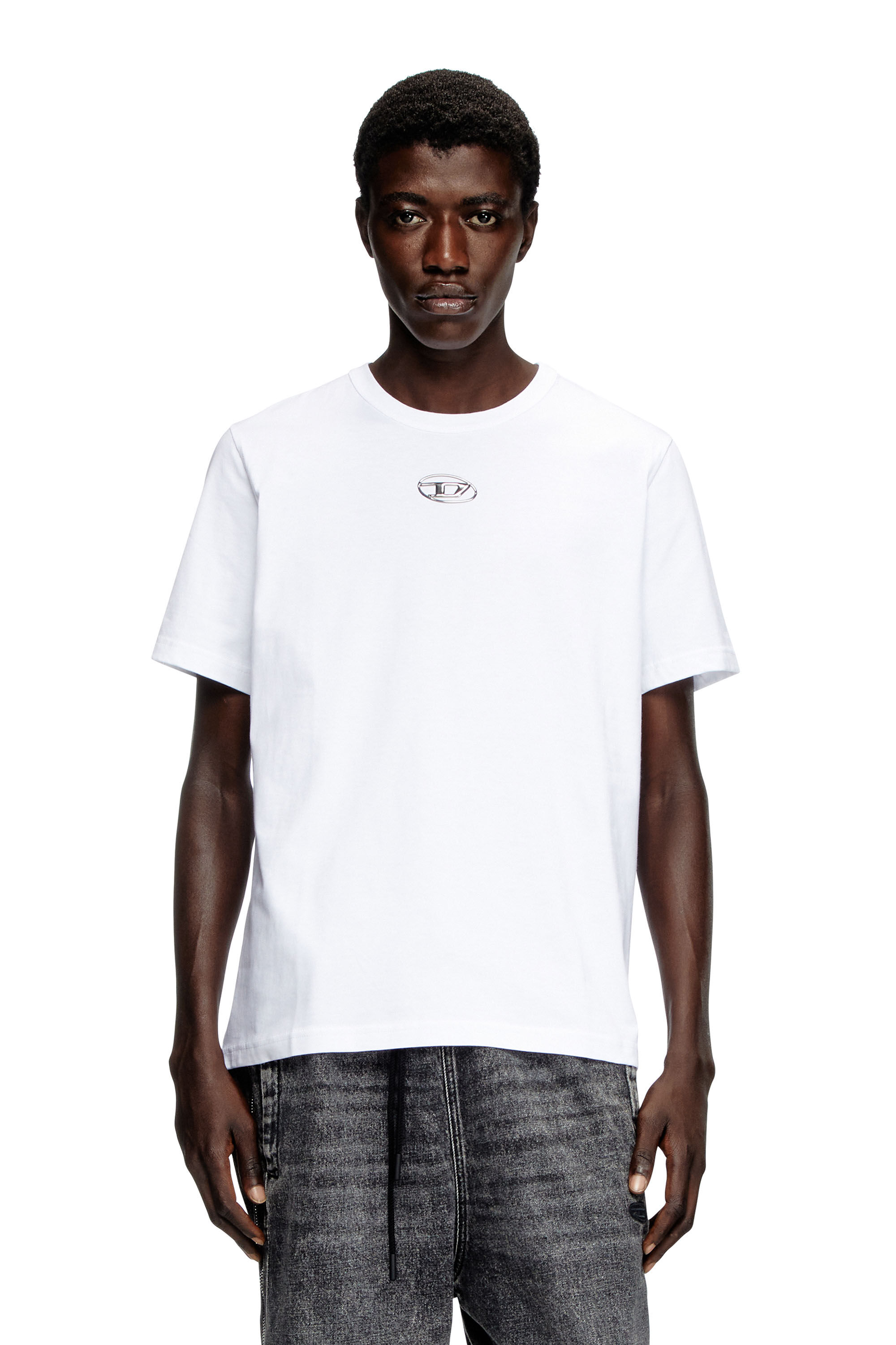 Diesel - T-ADJUST-OD, Man's T-shirt with injection moulded logo in White - 3