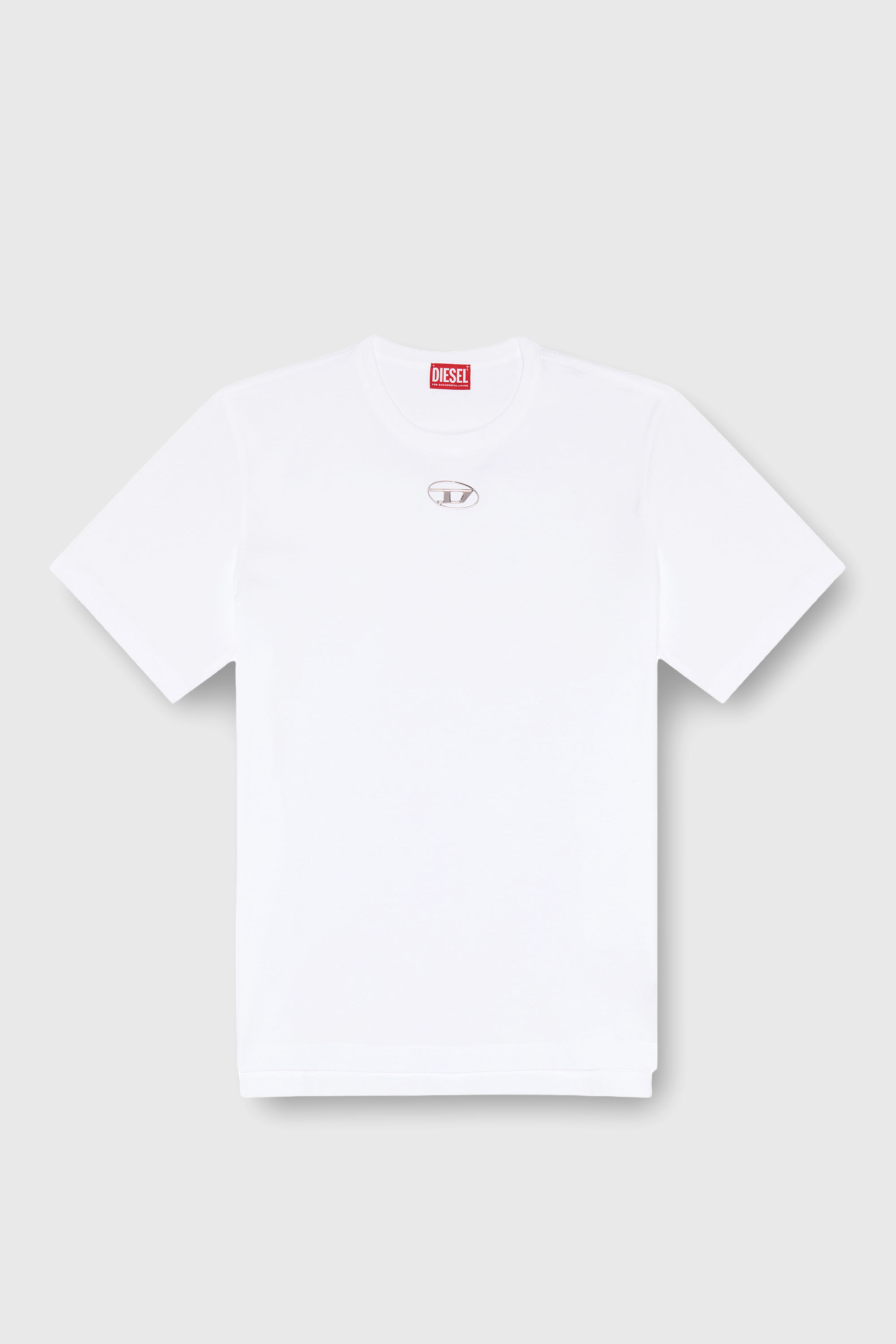 Men's T-shirt with metallic Oval D | White | Diesel FI