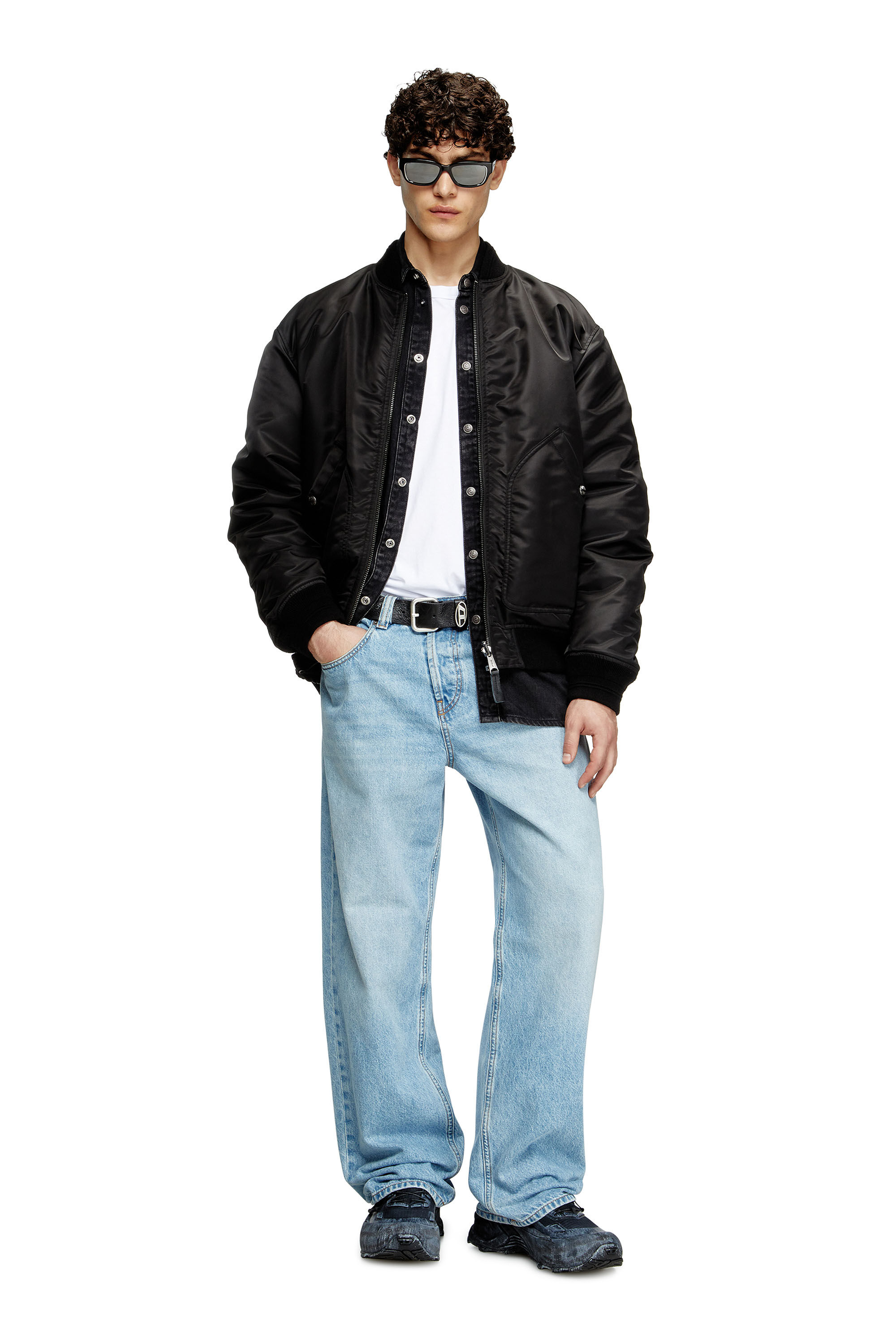 Men's Bomber jacket in padded nylon with Oval D | Black | Diesel