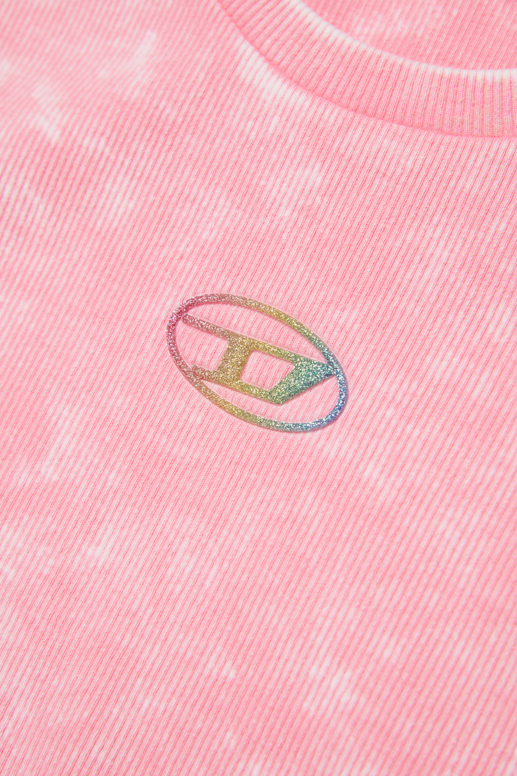 Diesel - TAILIA, Woman's Ribbed T-shirt with frills in Pink - 4