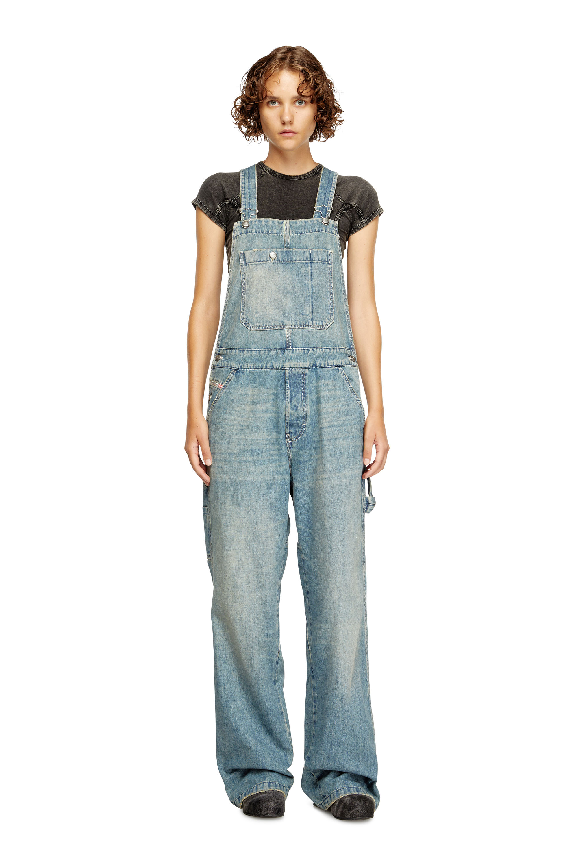 Diesel - D-FRAMU-U, Unisex's Utility-style denim dungarees in Light Blue - 3