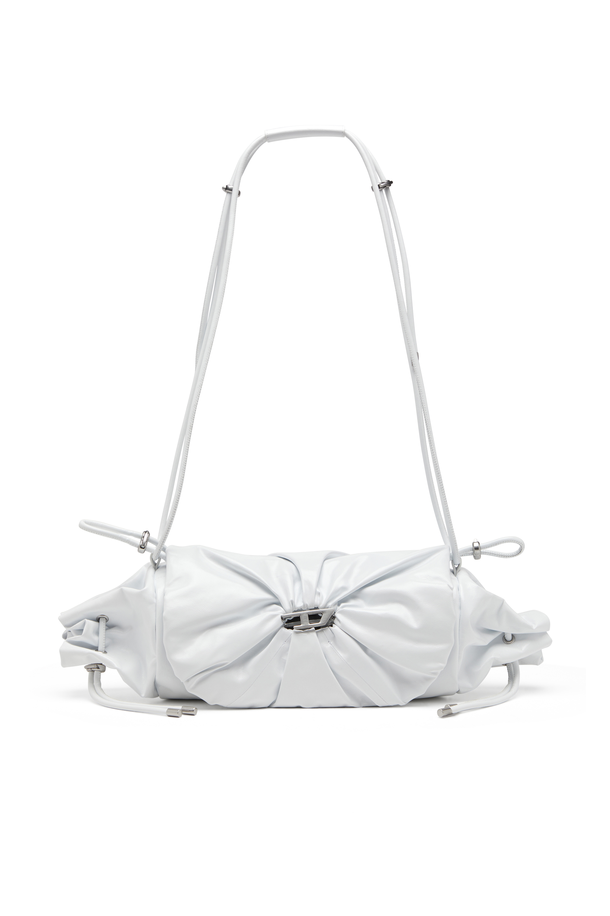 Diesel - SCRUNCH-D SHOULDER M, Woman's Scrunch-D M-Borsa a spalla in pelle lucida in White - 1