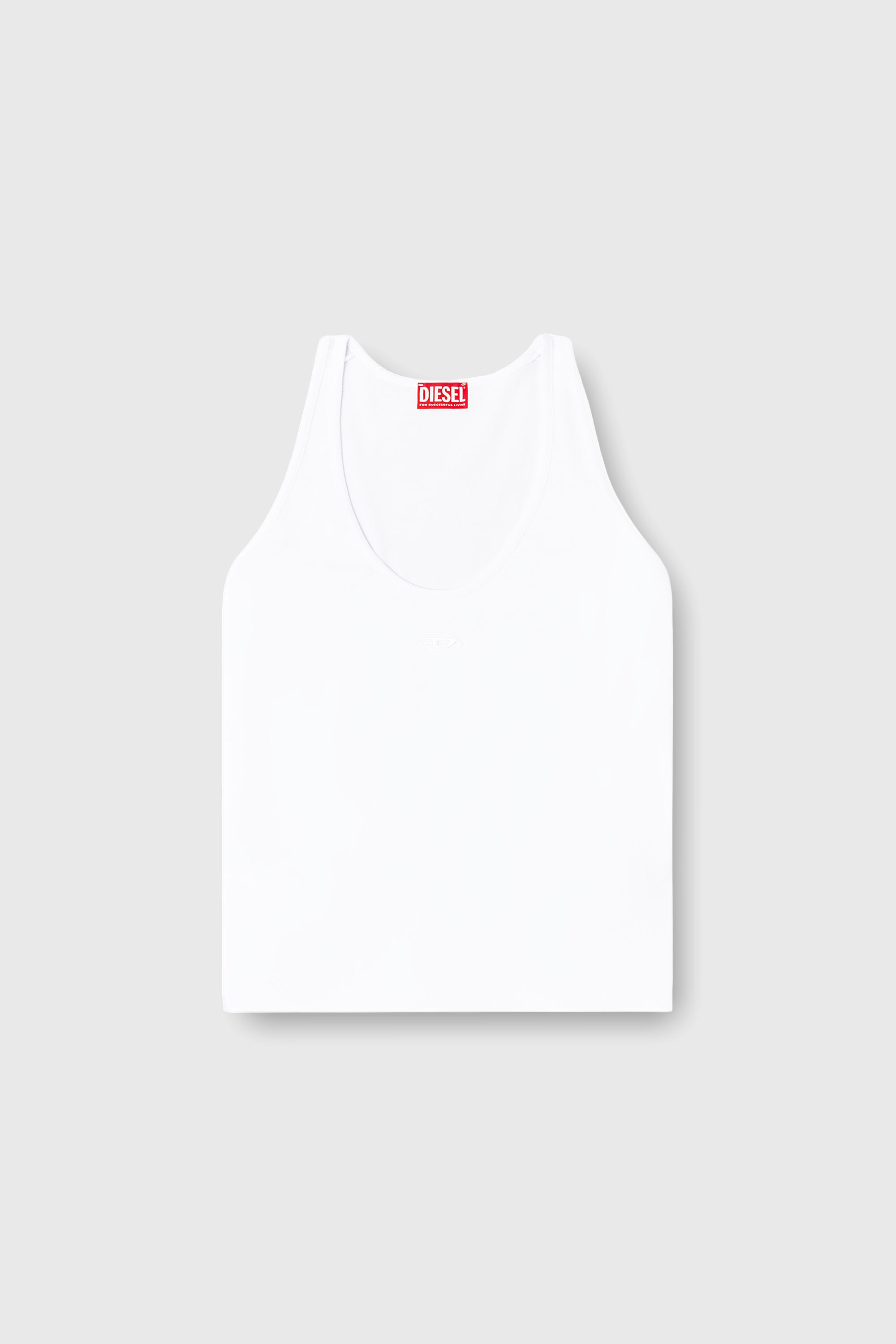 Diesel - T-IPSYA-LKDS, Woman's Ribbed tank top with Oval D in White - 2