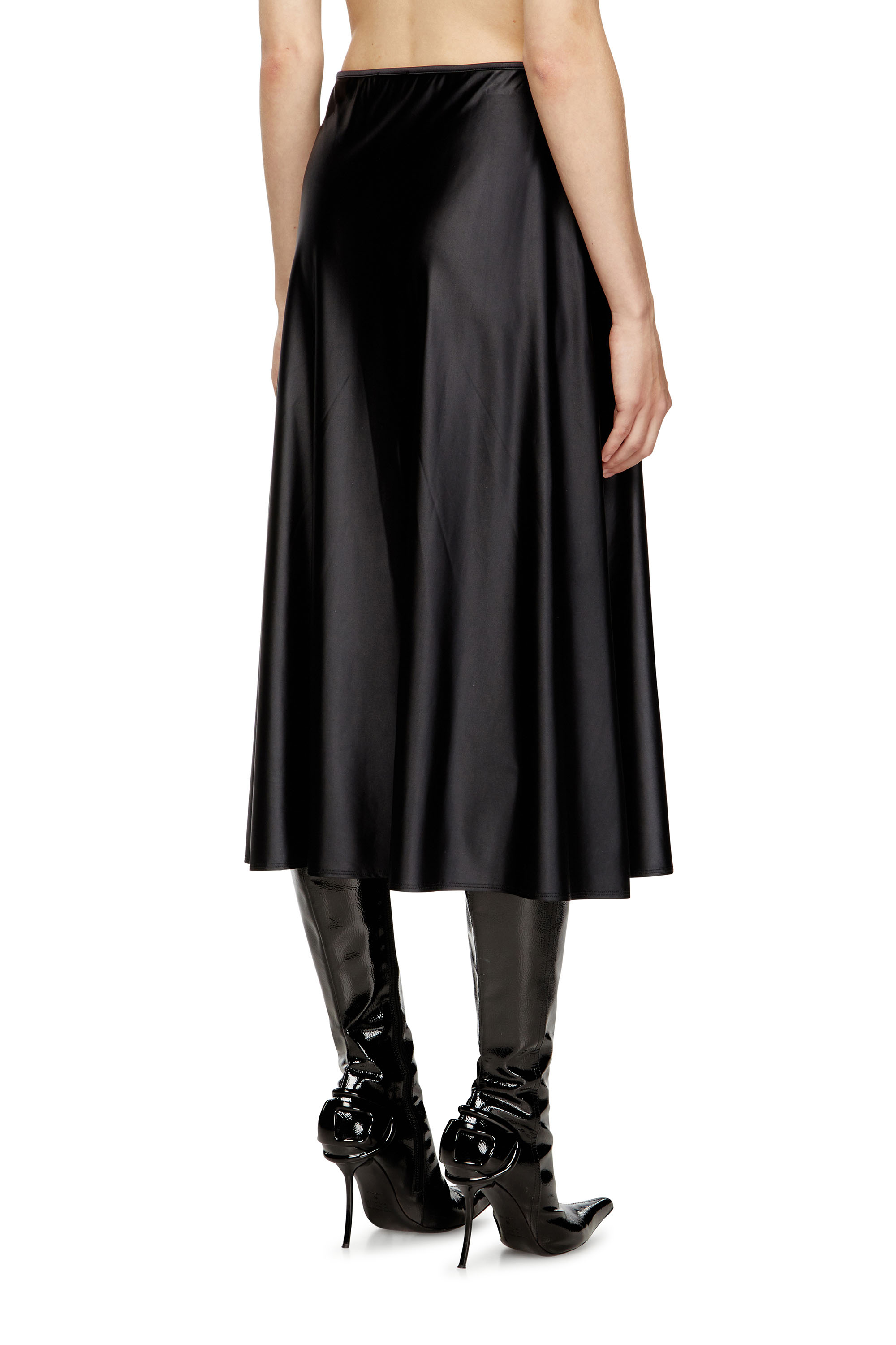 Diesel - O-MORI, Woman's Midi skirt in flared nylon in Black - 4