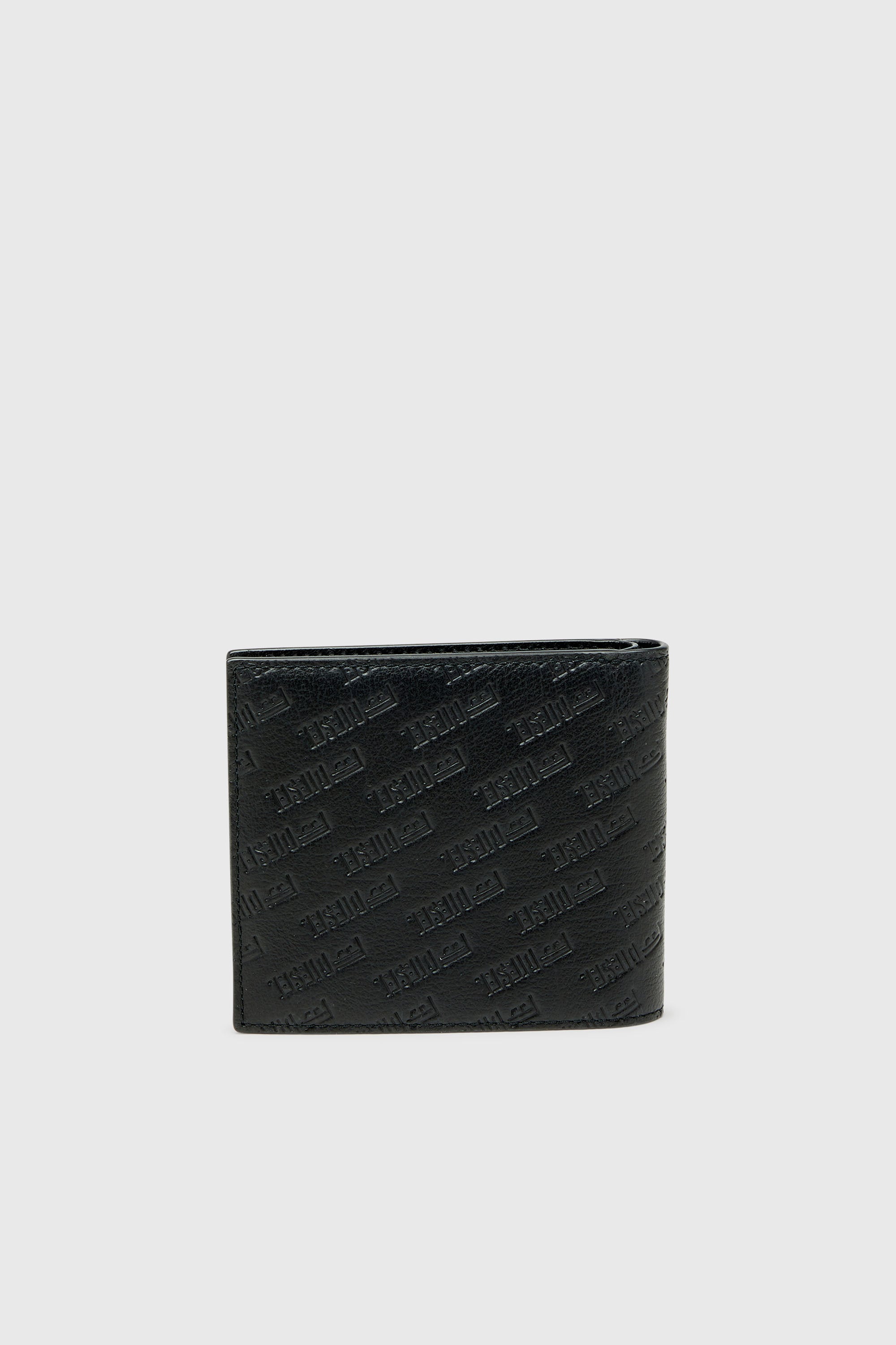 Diesel - MONOGRAM BI-FOLD COIN S 3D, Man's Leather bi-fold wallet with all-over embossed logo in Black - 2