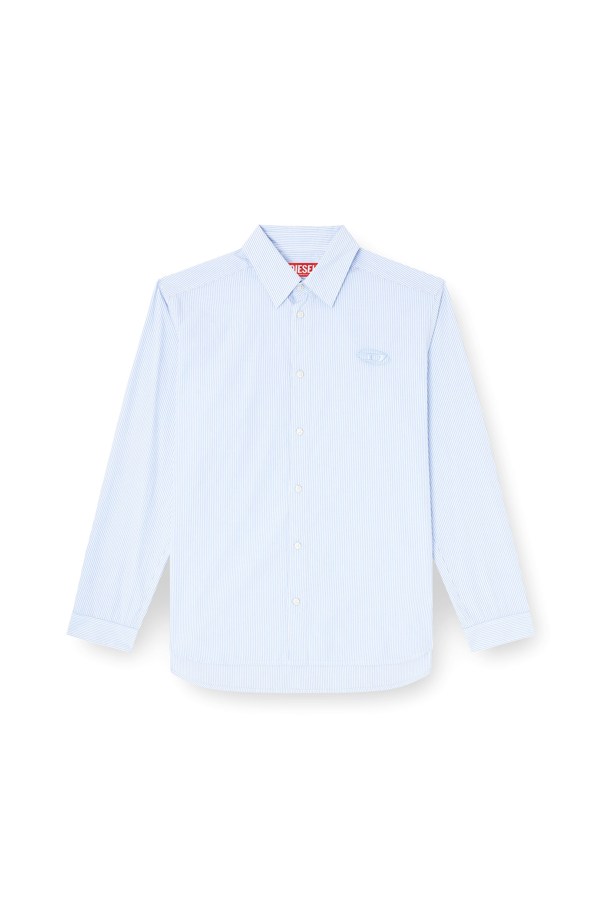 Diesel - S-SIMPLY-BKBZ, Man's Striped shirt in wrinkled cotton in Blue/White - 3