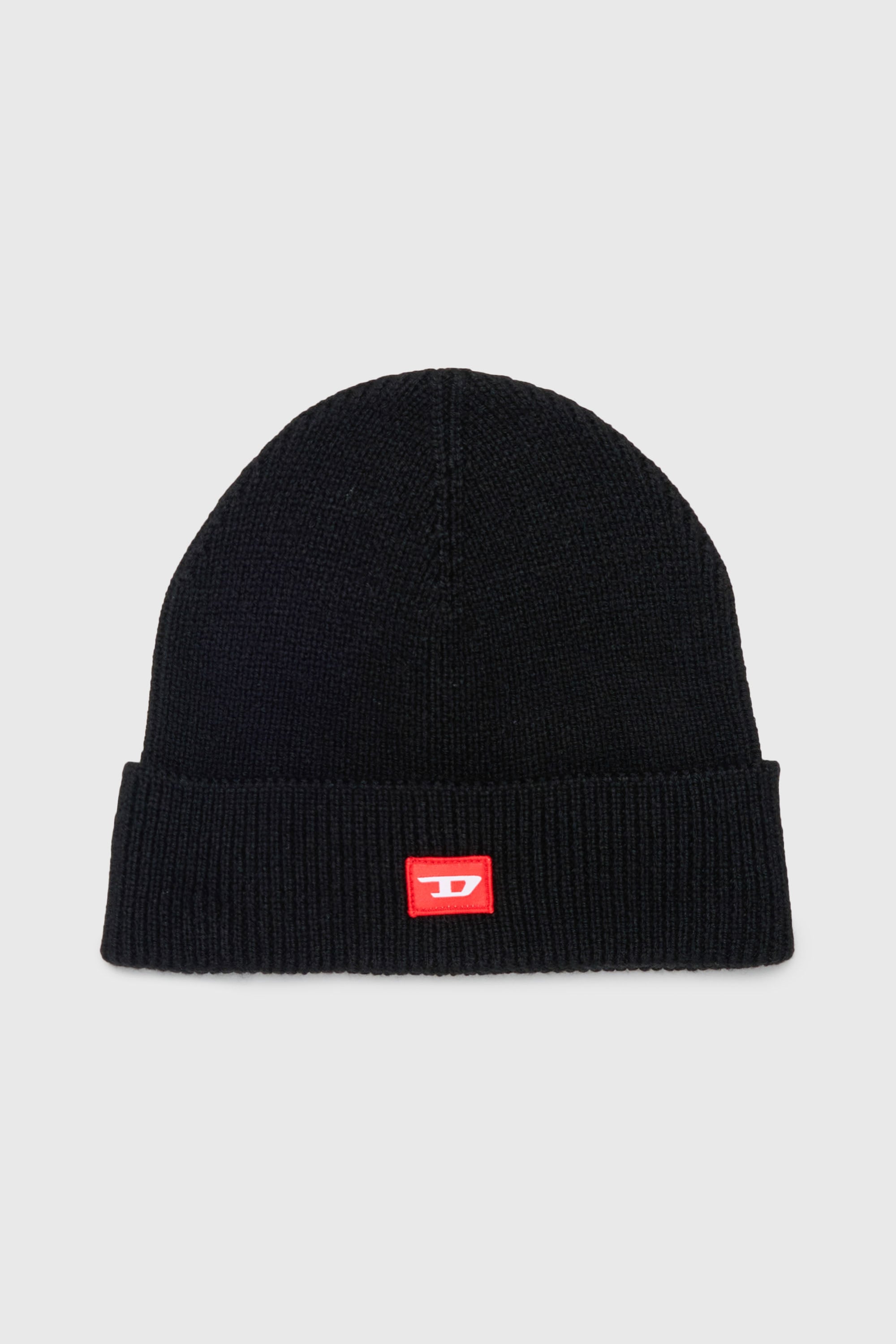 Diesel - FLOT, Unisex's Wool-blend beanie with D logo patch in Black - 1