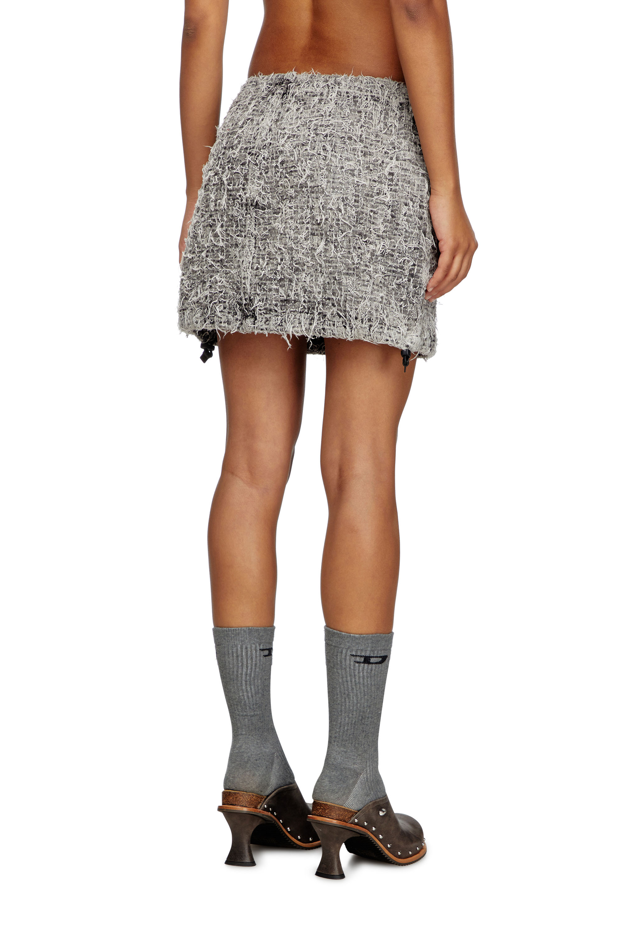 Diesel - DE-MINI-S, Woman's Mini skirt in bouclé denim in Grey - 4