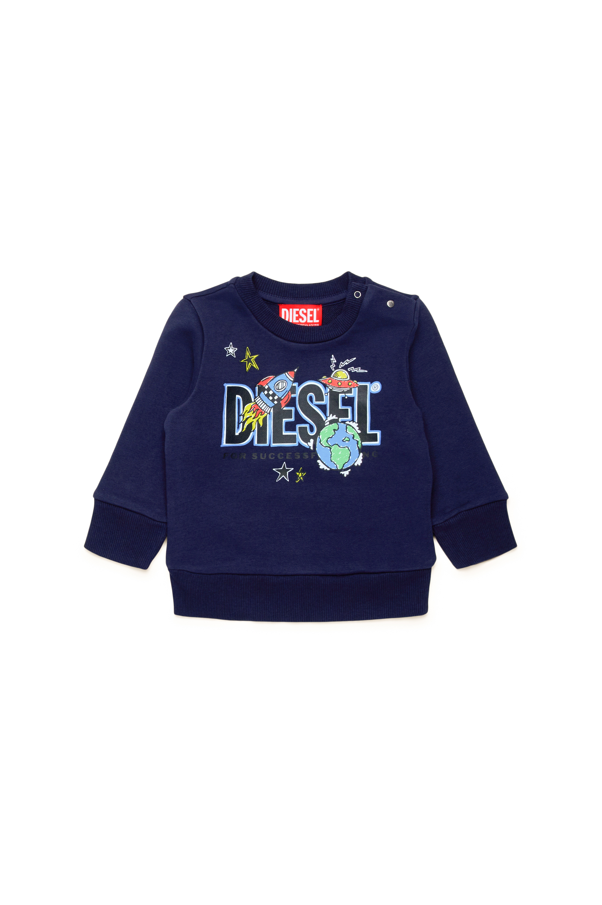 Diesel - SBAMBYB, Man's Sweatshirt with rocket logo in Blue - 1