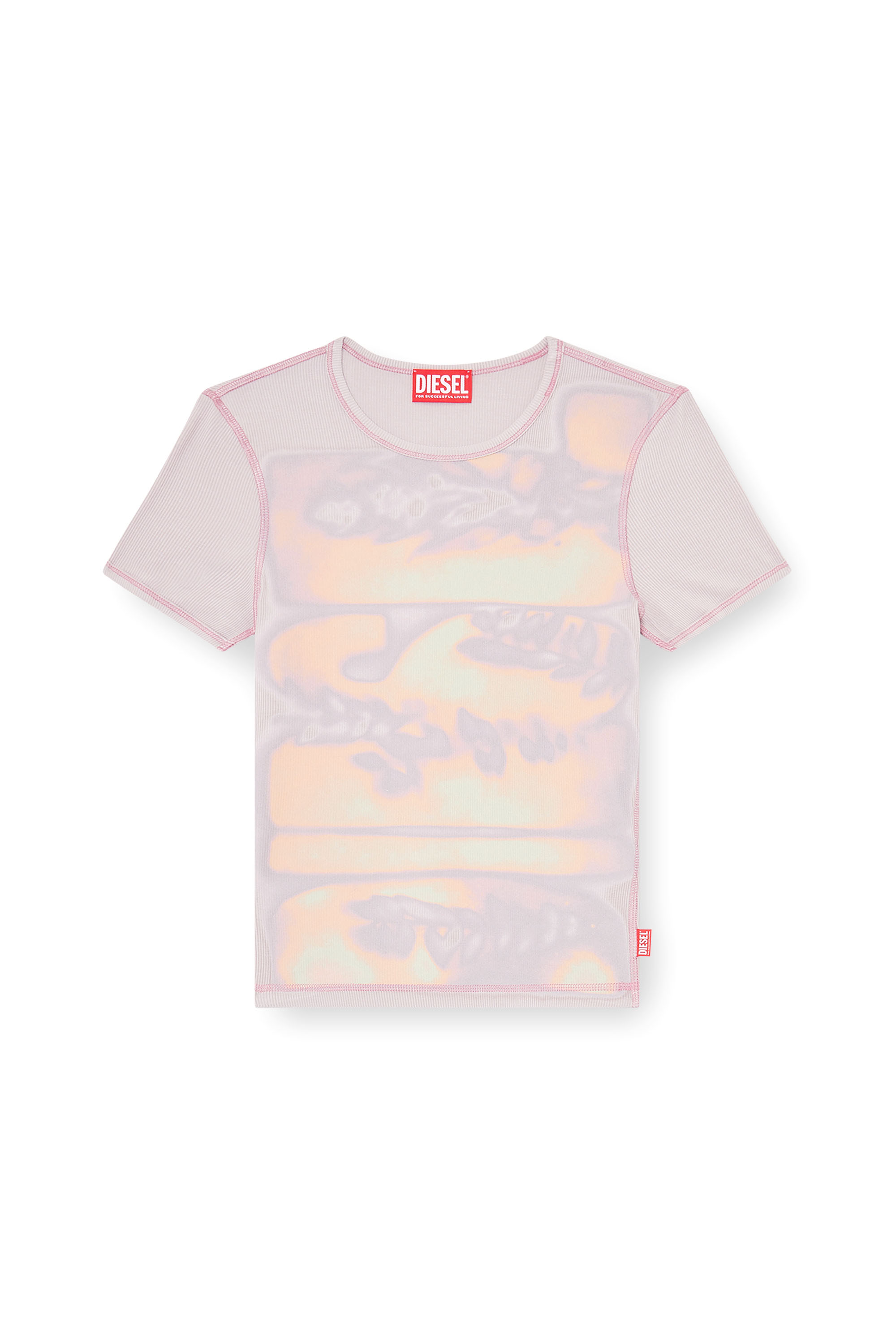 Diesel - T-ELE-LONG-AA1, Woman's Slim jersey top with graphic print in null - 1