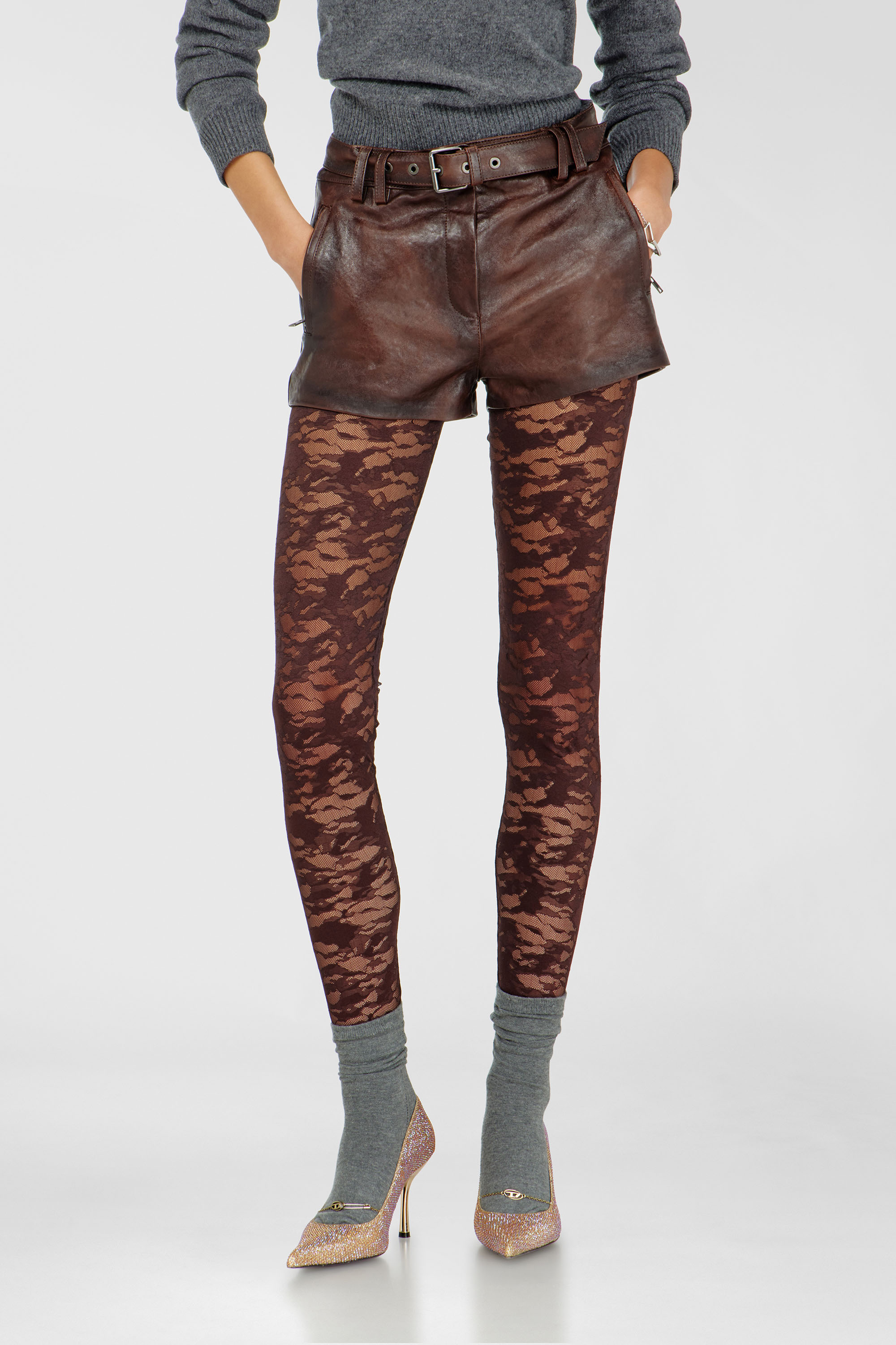 Diesel - HAYLEY-UTLT, Woman's Leggings in nylon camouflage lace in null - 4