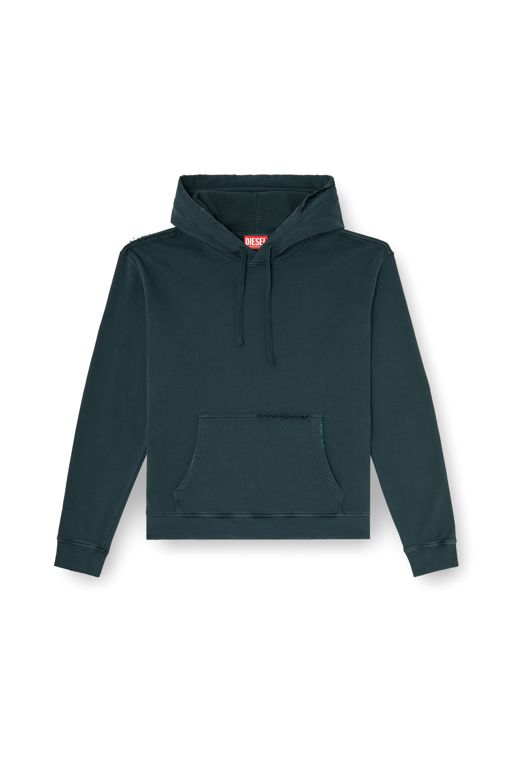 Diesel - S-NORM-HOOD-CRYSTALS, Man's Hoodie with rips and crystal details in Dark Green - 3