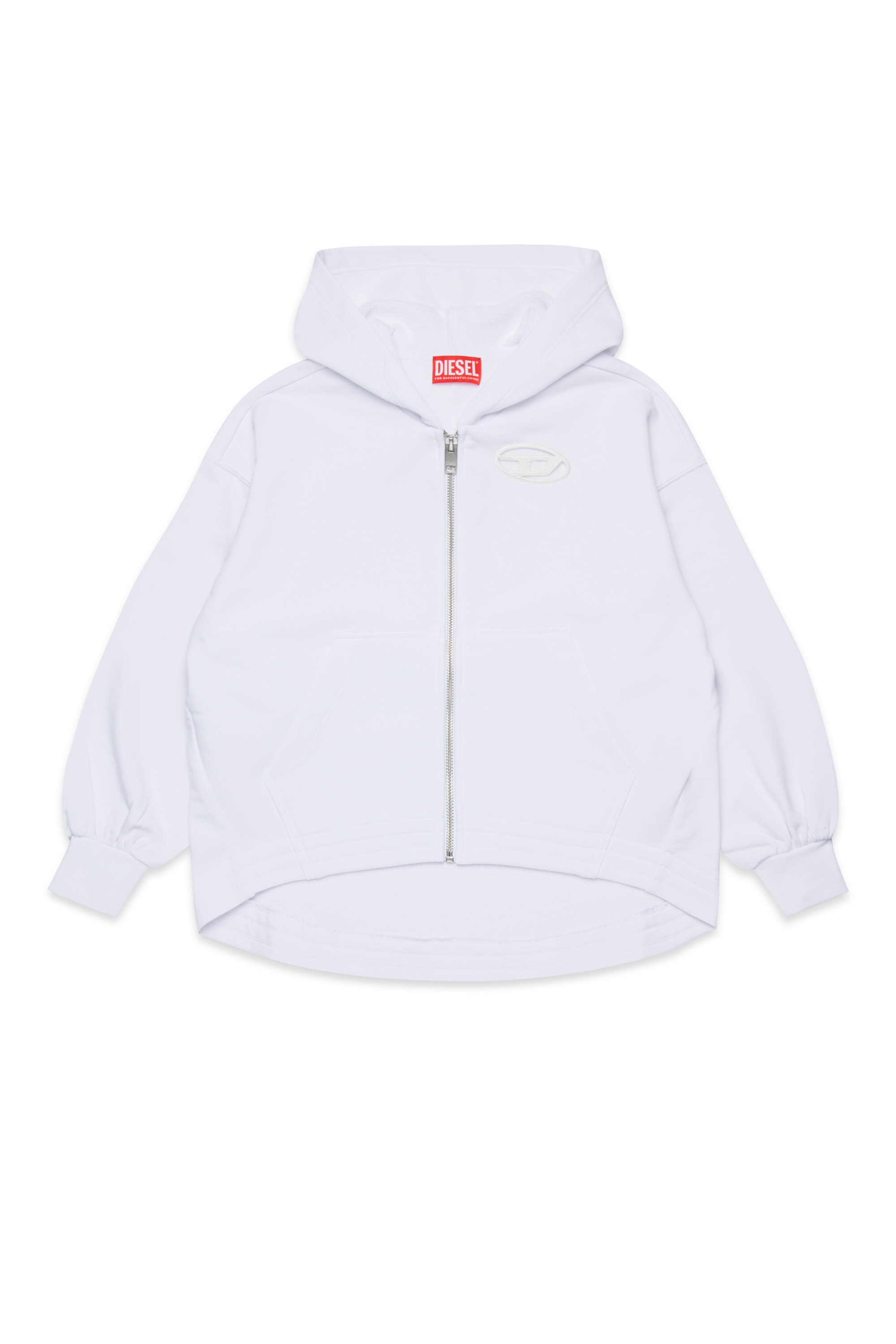 Diesel - SFPERU, Woman's Zip-up hoodie with cut-out Oval D logo in White - 1