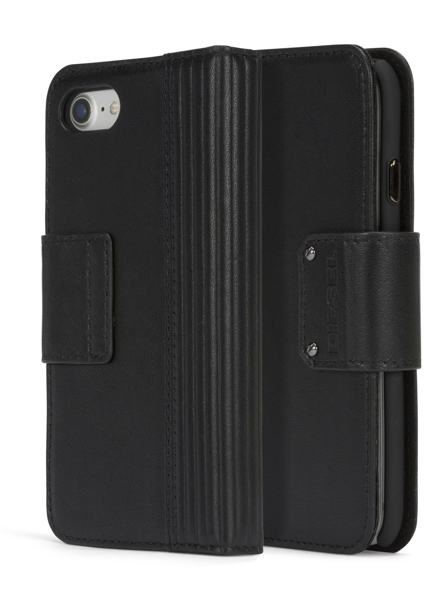 BLACK LINED LEATHER IPHONE 8 PLUS/7 PLUS FOLIO, 