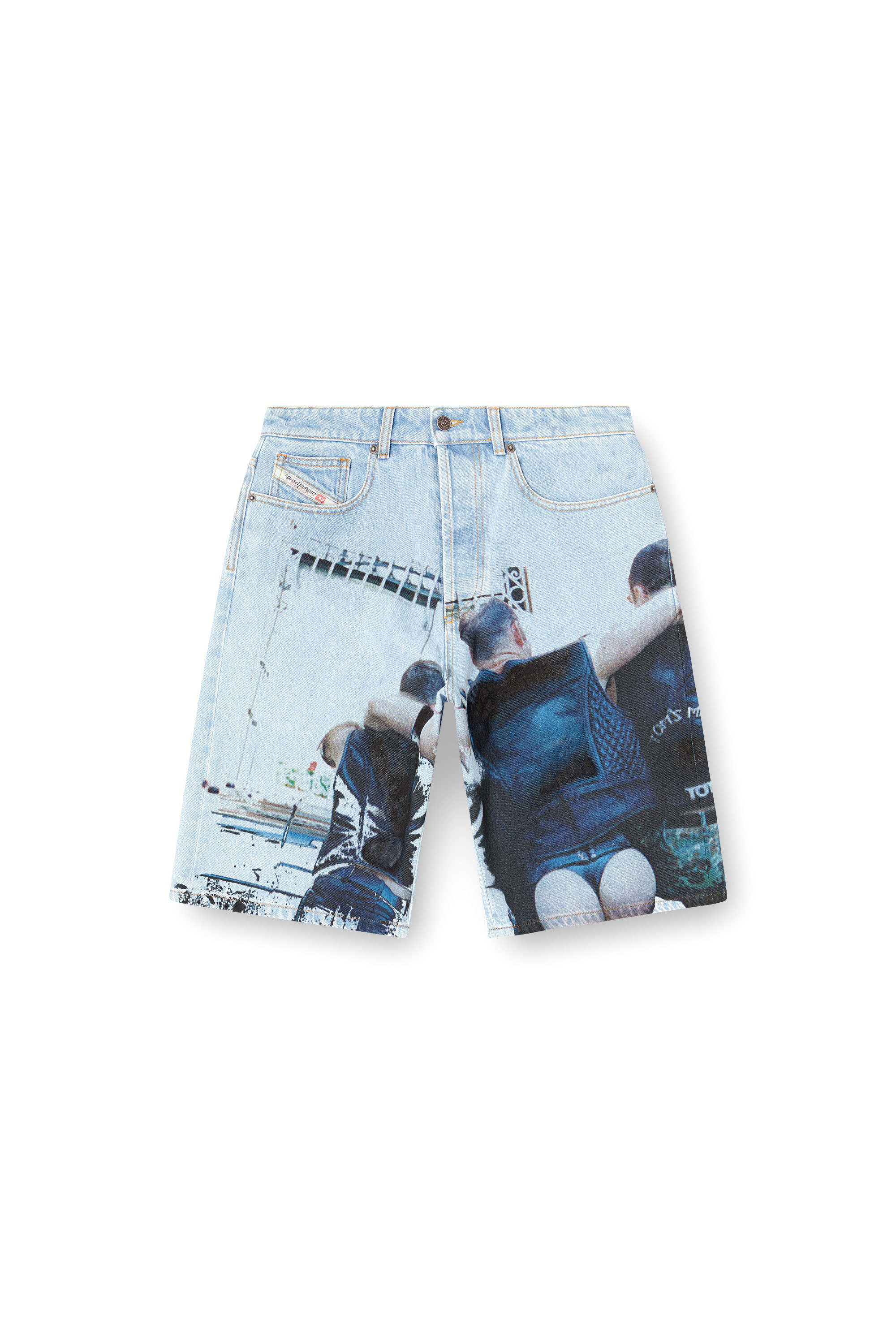 Diesel - PR-D-RIXFORD-S, Unisex's Denim shorts with faded print in Light Blue - 4