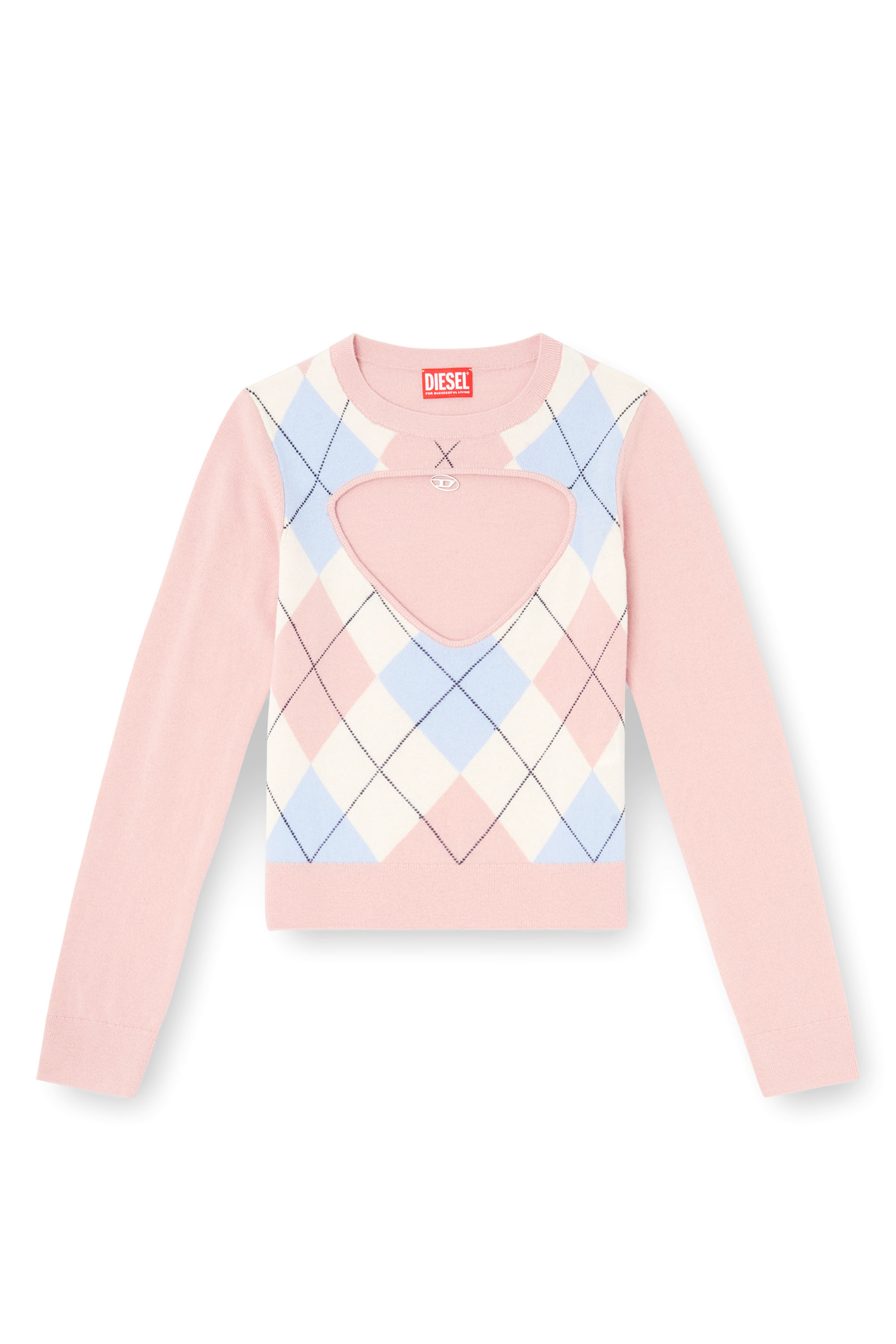 Diesel - M-ROMKO-LS, Woman's Cut-out jumper in argyle wool in null - 3
