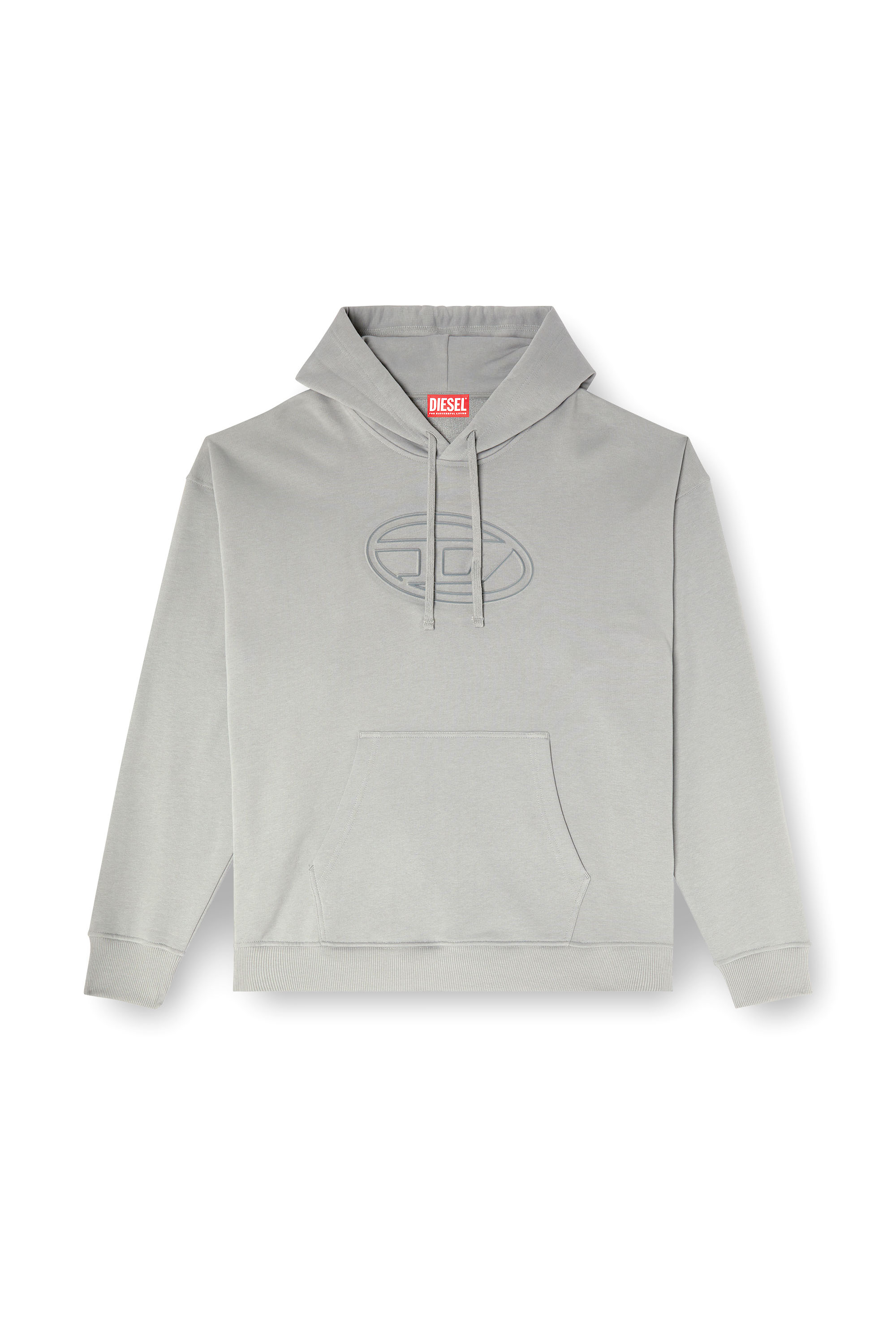 Diesel - S-UMMER-BIGOVAL, Man's Hoodie with embossed Oval D in Light Grey - 4