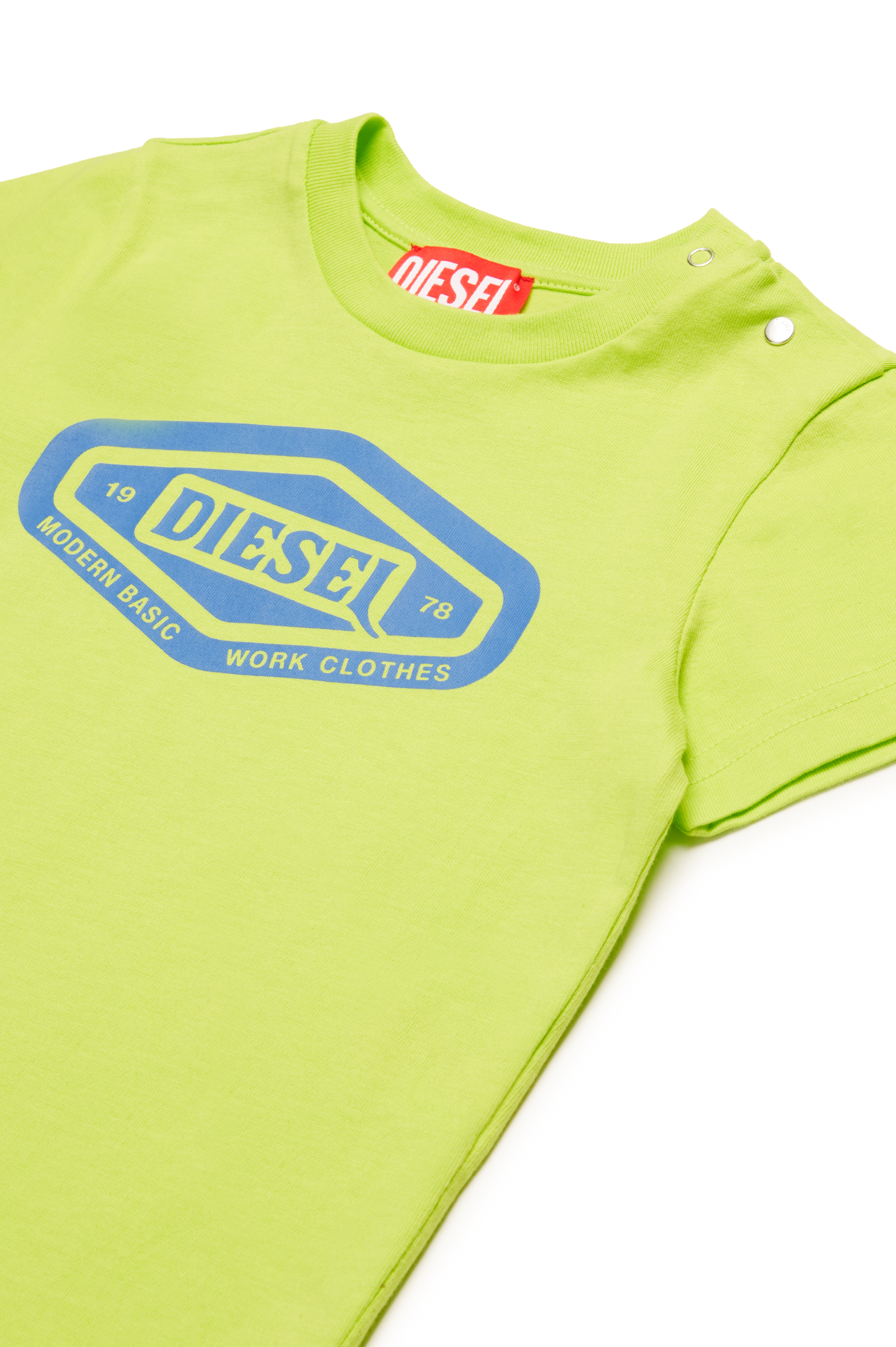 Diesel - TARSIB, Man's Cotton T-shirt with logo graphic in Green Fluo - 3