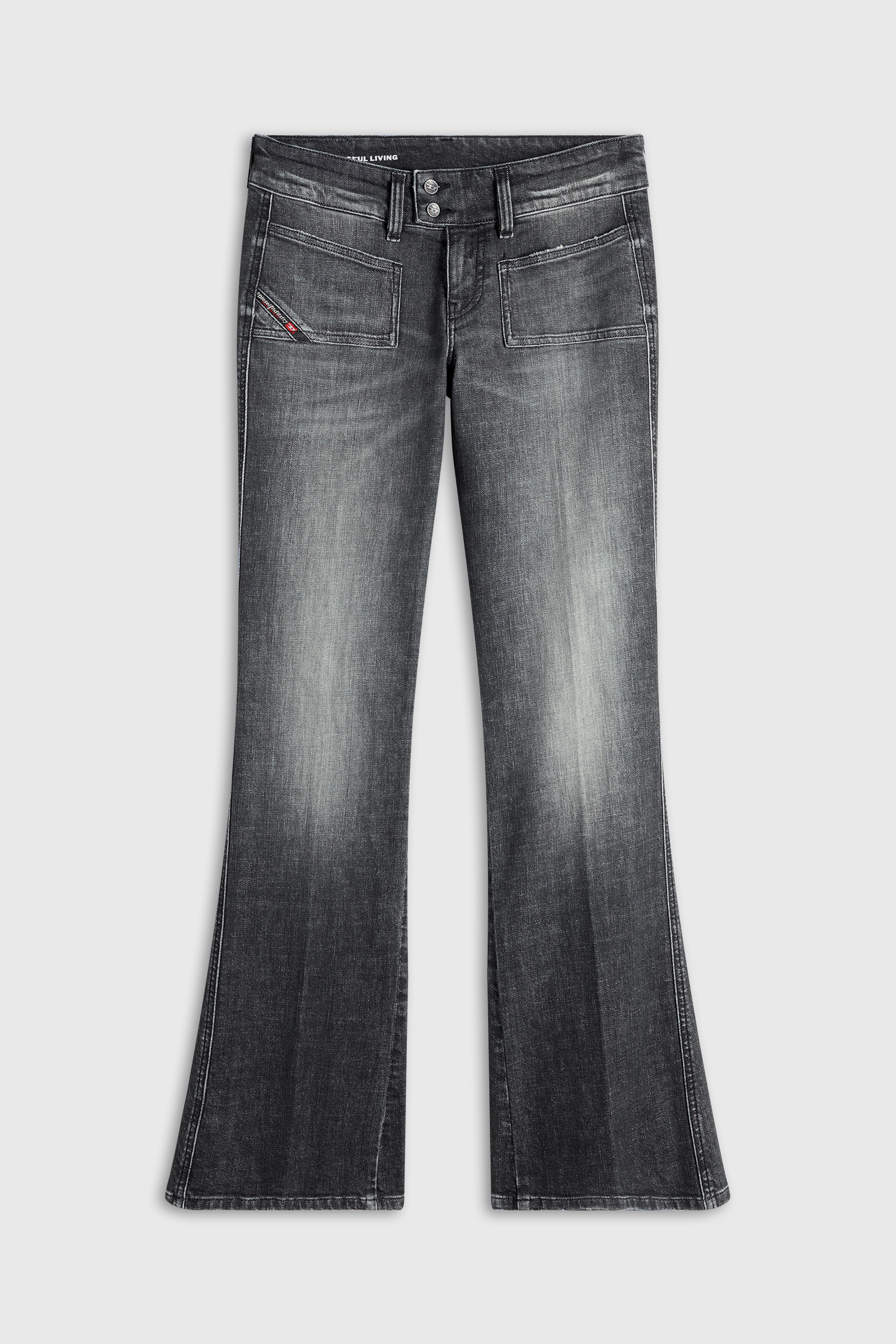 Diesel - Woman's Bootcut Jeans D-Hush 0CIAU, Black/Dark grey - 2