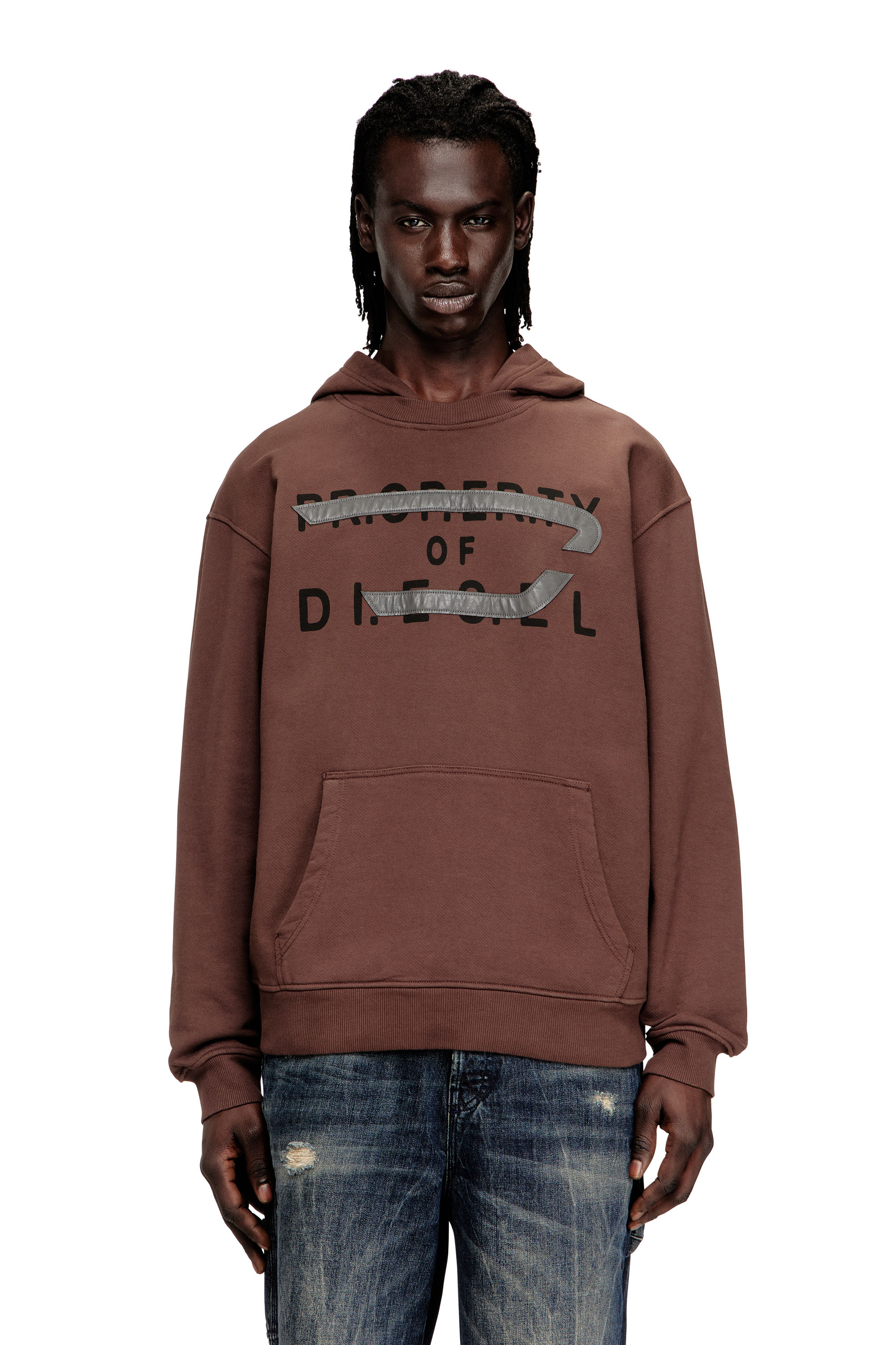 Diesel - S-NORMAN-HOOD, Man's Cotton hoodie with D appliqué in null - 3