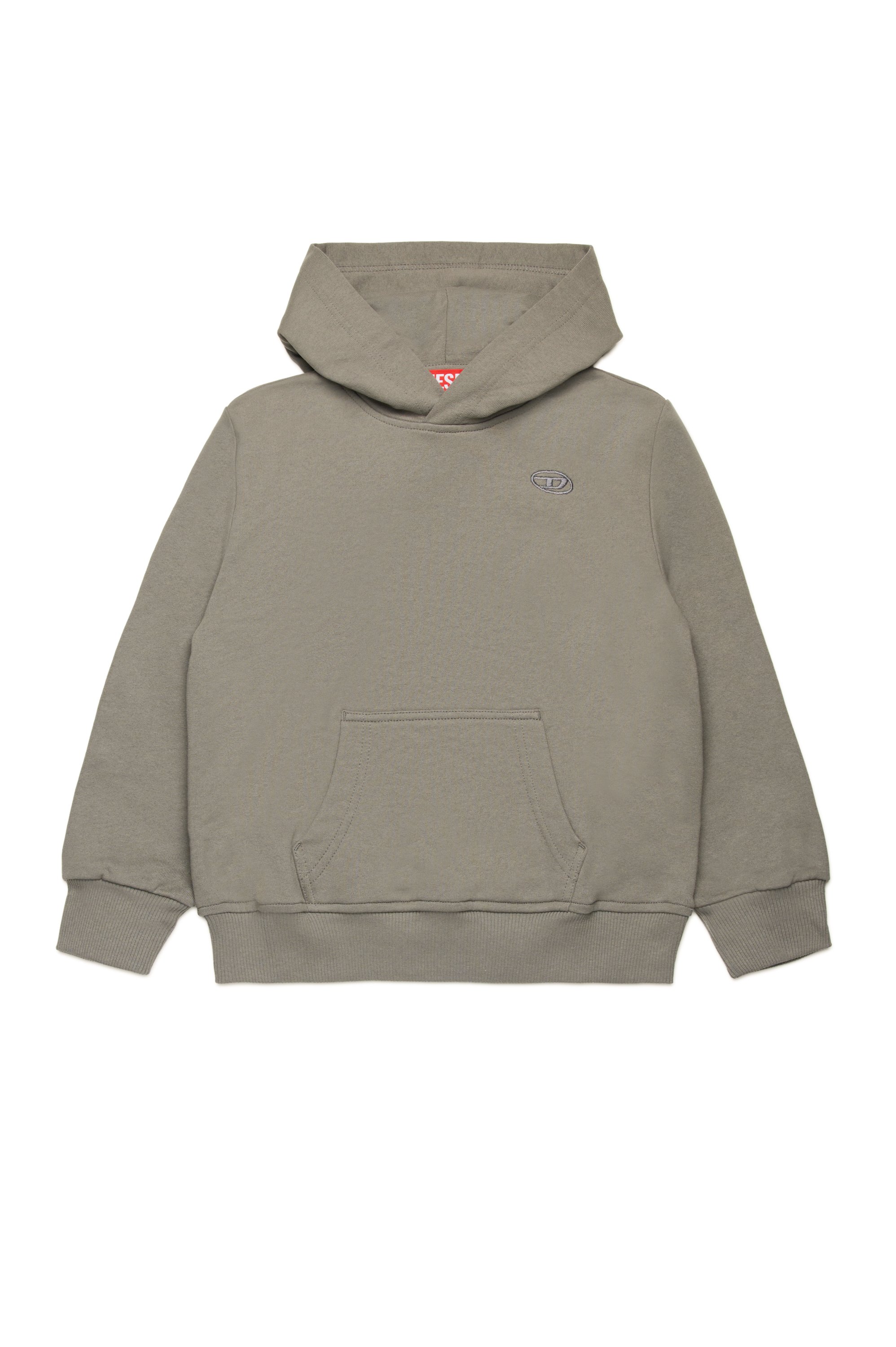 Diesel - SMACSHOODMEGOVALD OVER, Man's Hoodie with mega Oval D embroidery in Grey - 1