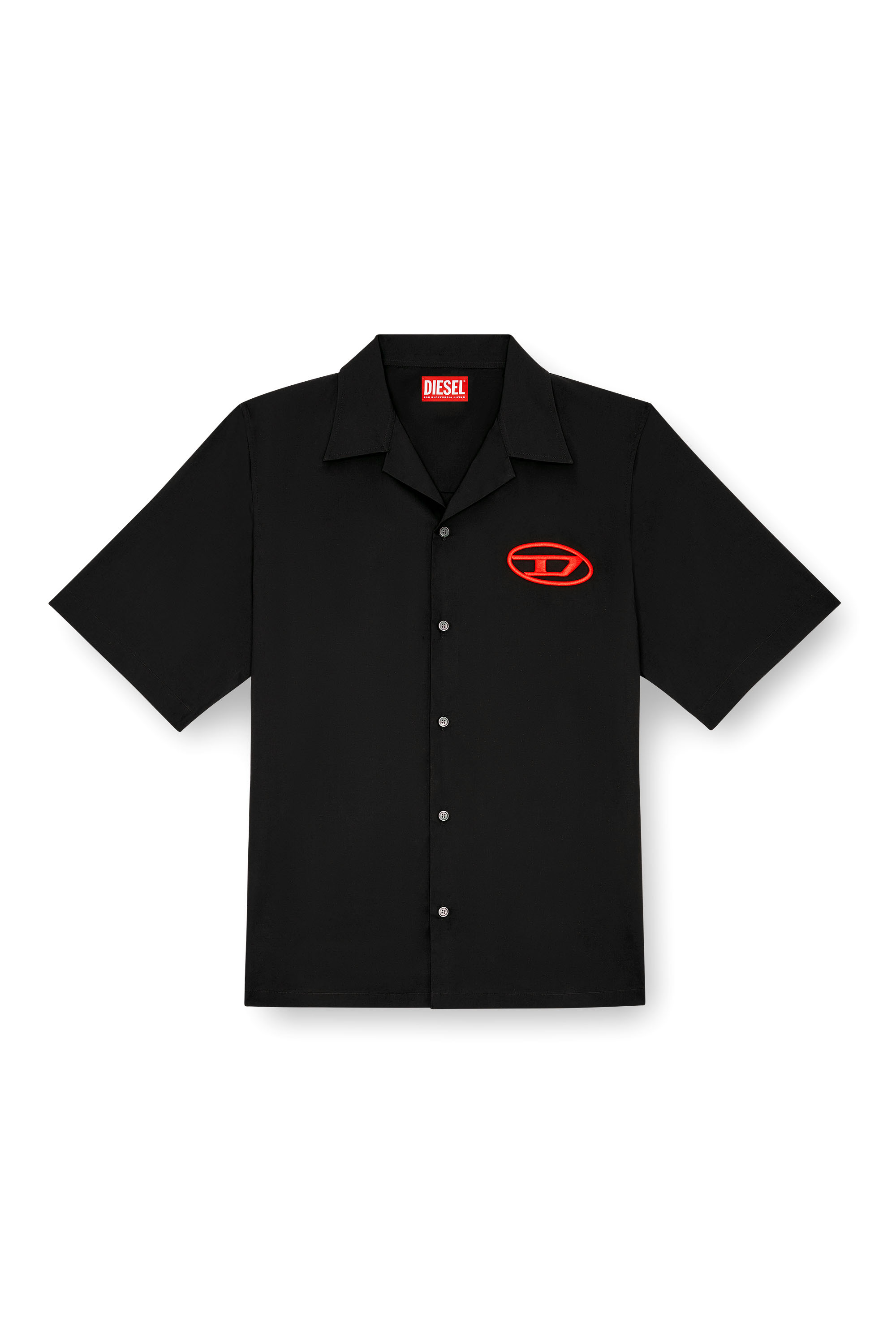 Diesel - S-MAC-C, Man's Bowling shirt with logo embroidery in Black - 2