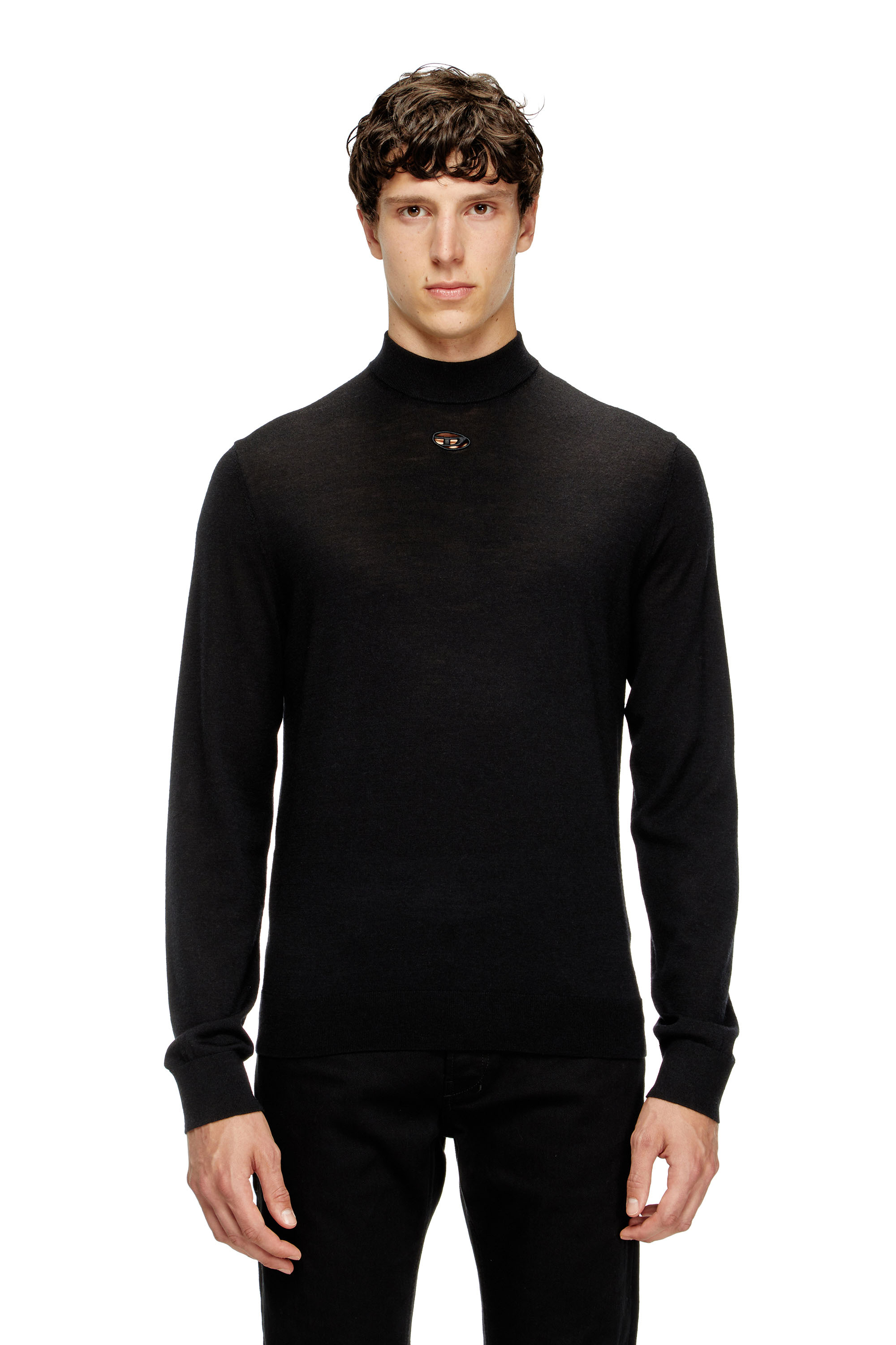 Diesel - K-GIL, Man's Wool turtleneck jumper in Black - 1