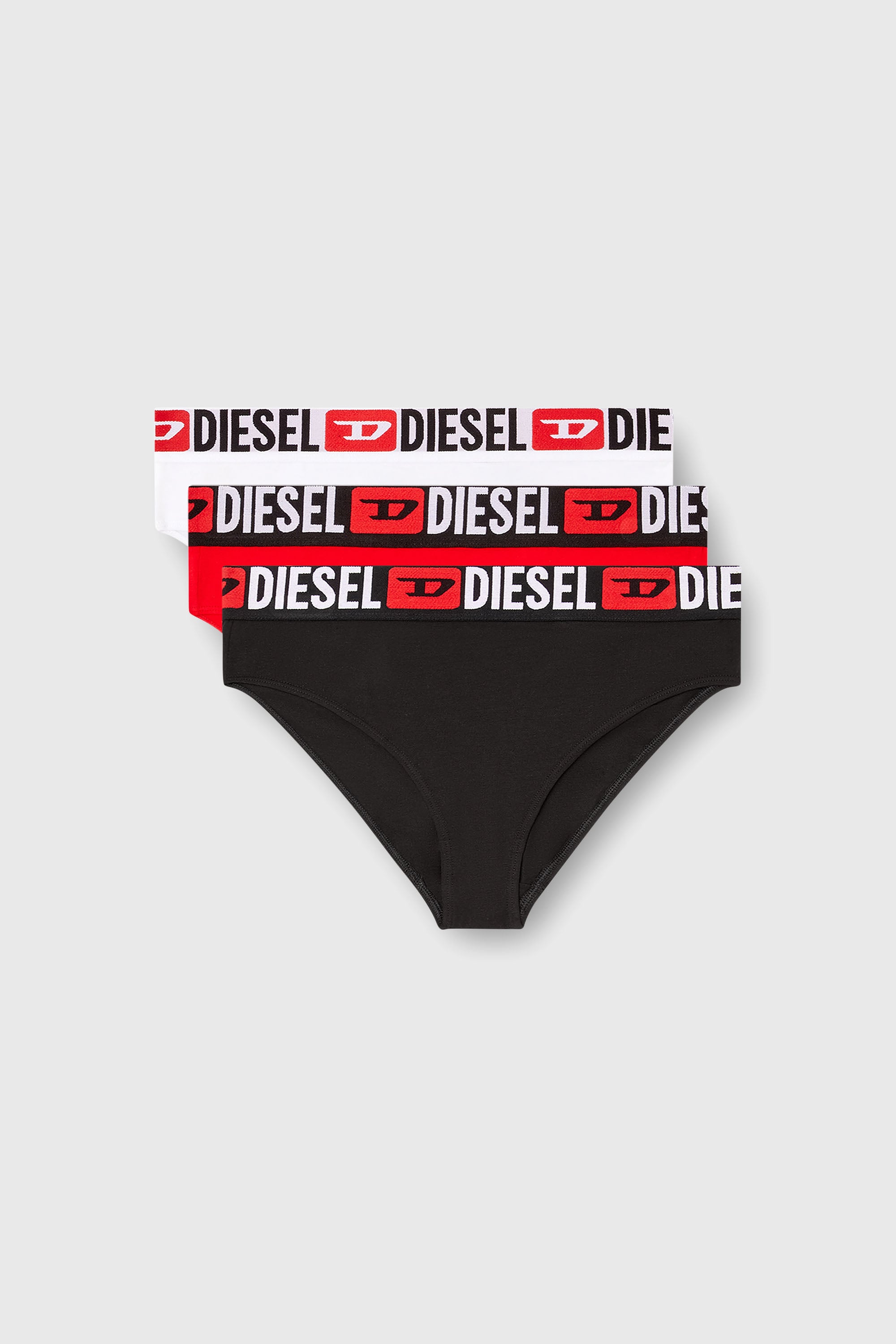 Diesel - SAM-D-CORE-3PACK, Woman's Three-pack briefs with maxi-logo waist in Red/Black - 1