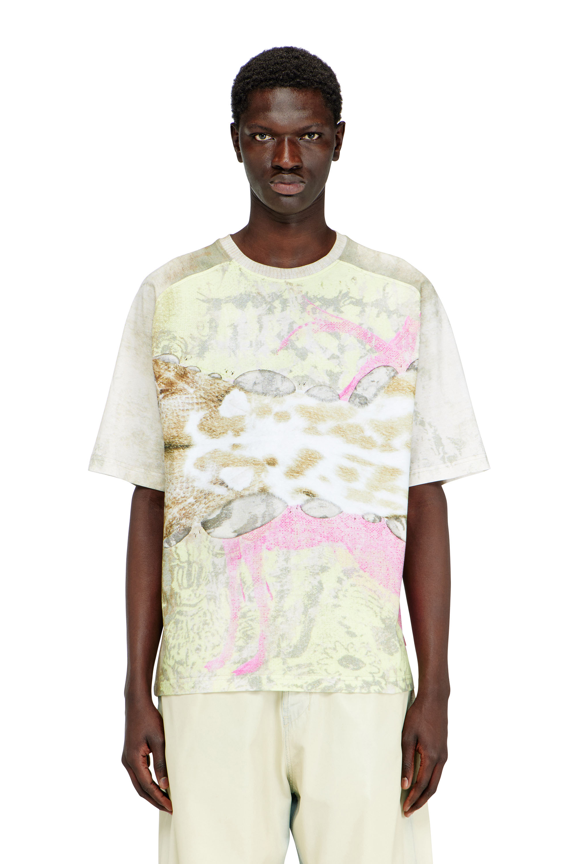 Diesel - T-CLINT, Man's T-shirt with animal print in Grey - 3