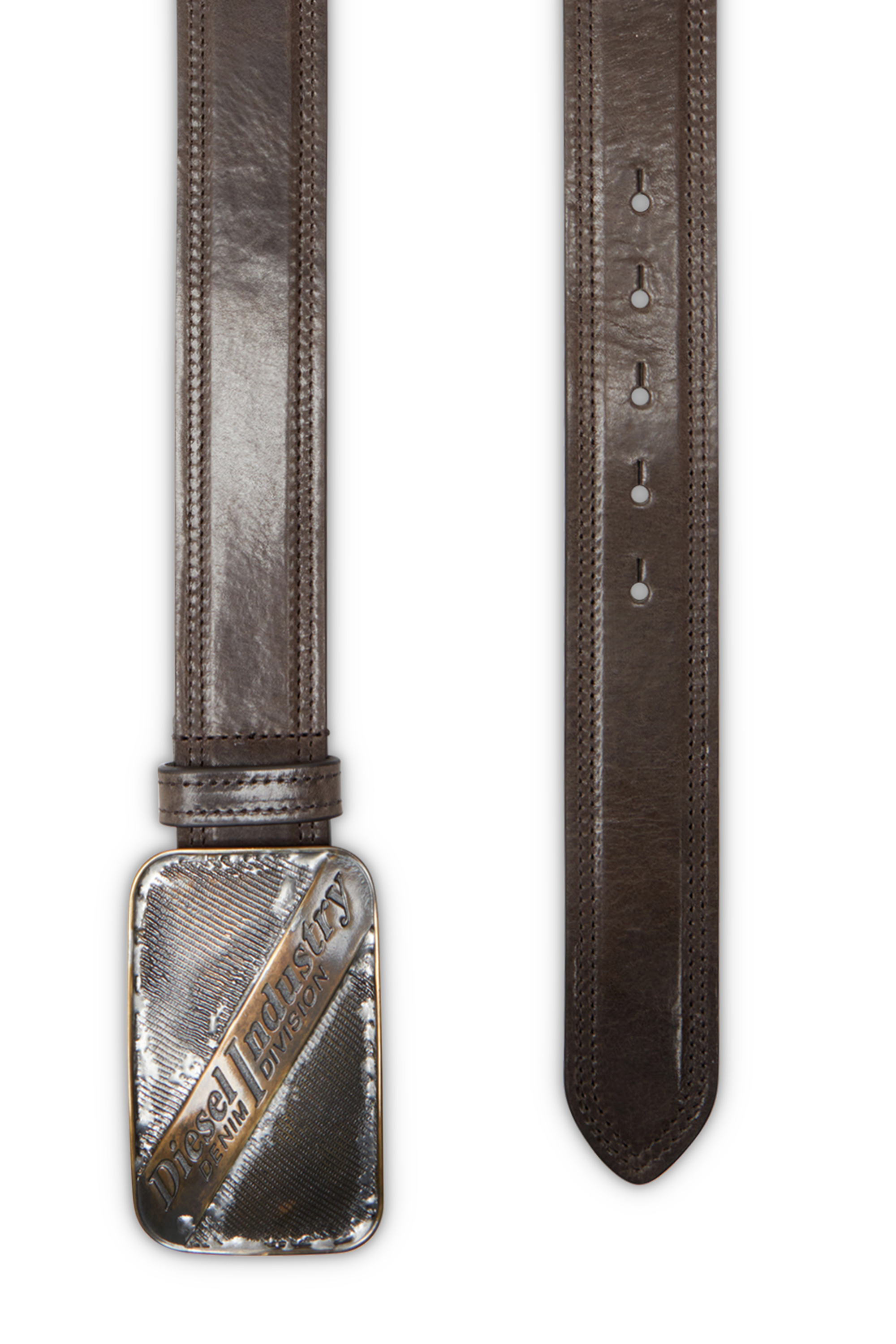 Diesel - B-INDUSTRY, Man's 4cm archival belt with rust-effect buckle in Brown - 2