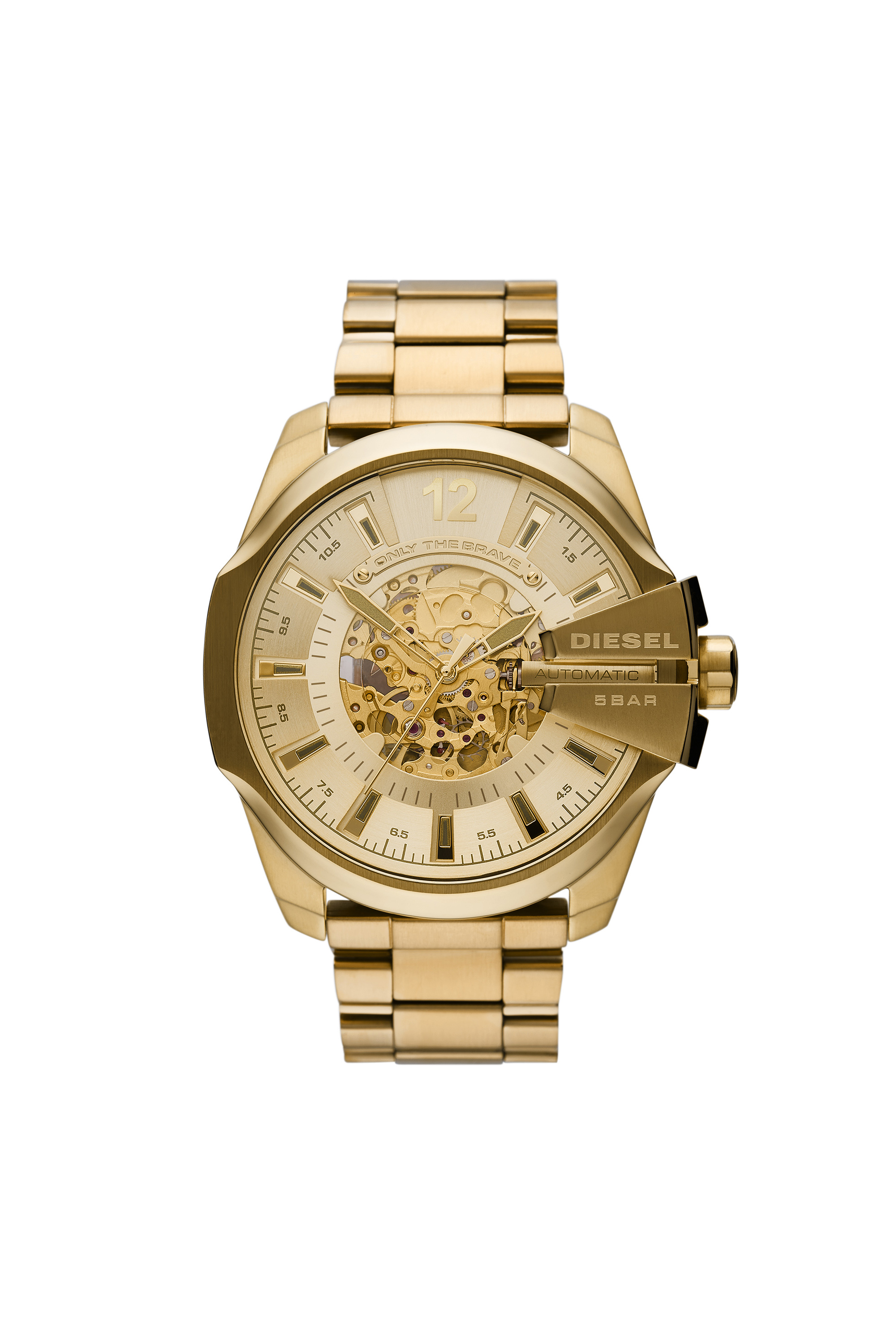 Diesel - DZ7456, Man's Mega Chief automatic three-hand gold-tone watch in Gold - 1
