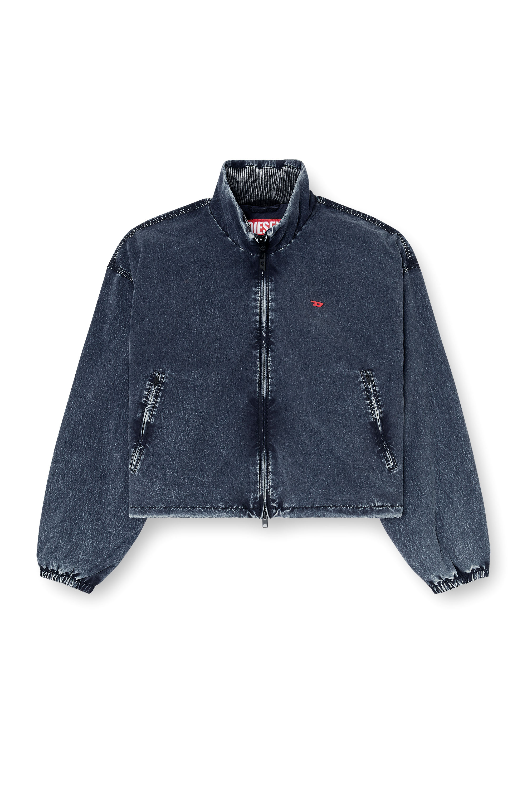 Diesel - G-LEAMER, Woman's Windbreaker jacket in acid-wash Taslan in Dark Blue - 3