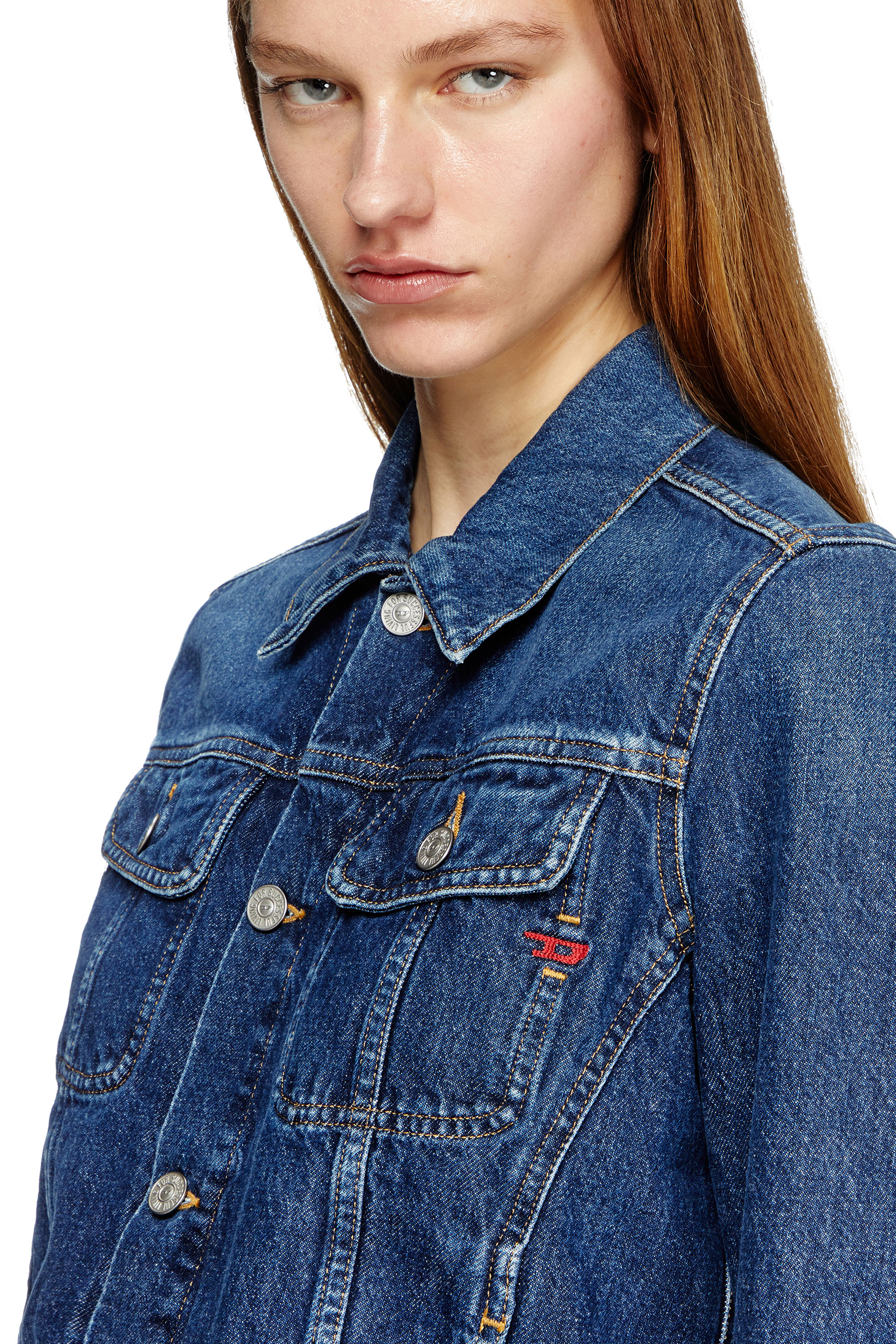 Diesel - DE-BONNY, Woman's Trucker jacket in denim in Dark Blue - 5