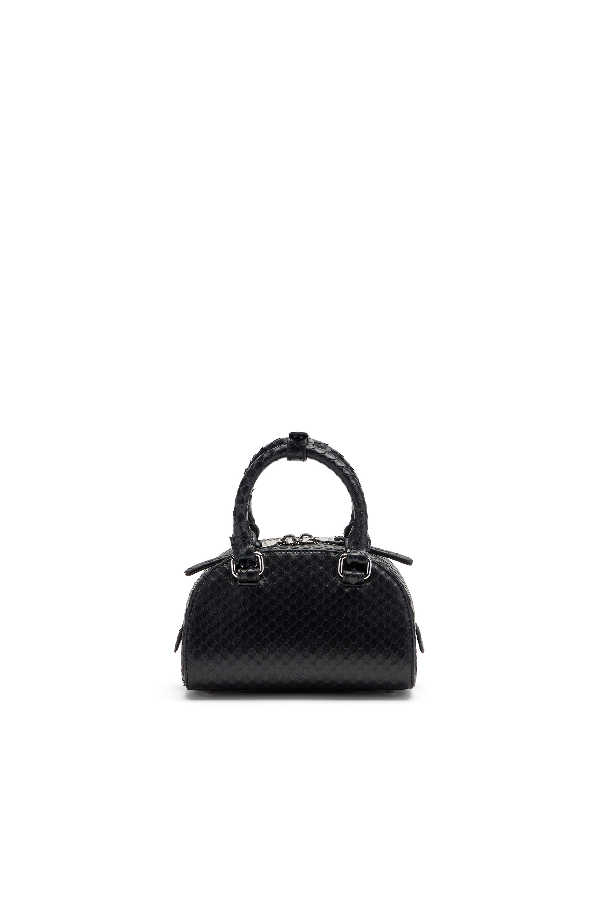 Diesel - 1DR DOME CROSSBODY, Woman's 1DR Dome-Mini bowling bag in snake-effect leather in Black - 2