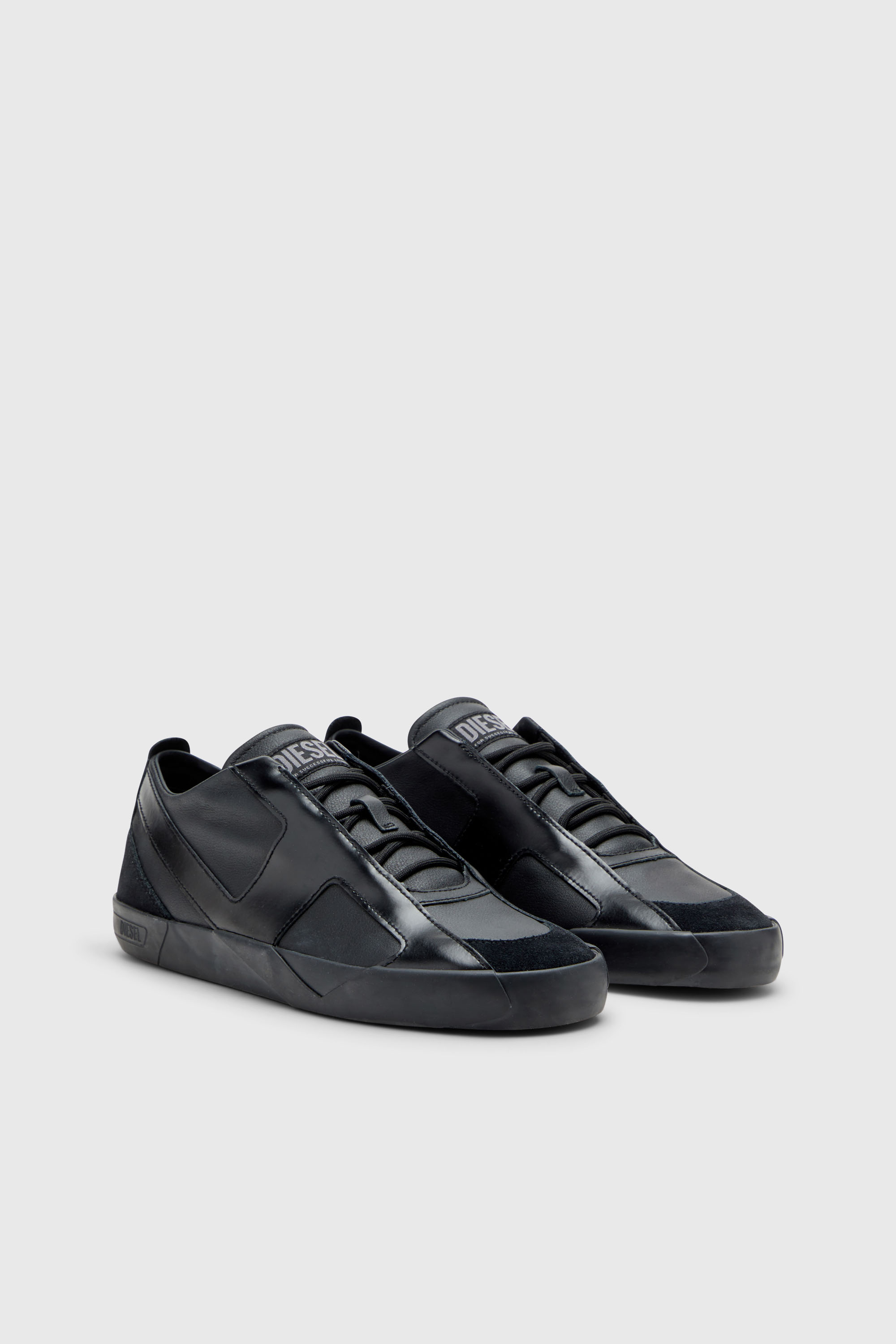 Diesel - S-SLANTE-D LOW, Man's S-Slante-D-Sneakers in suede and leather with D logo in Black - 1
