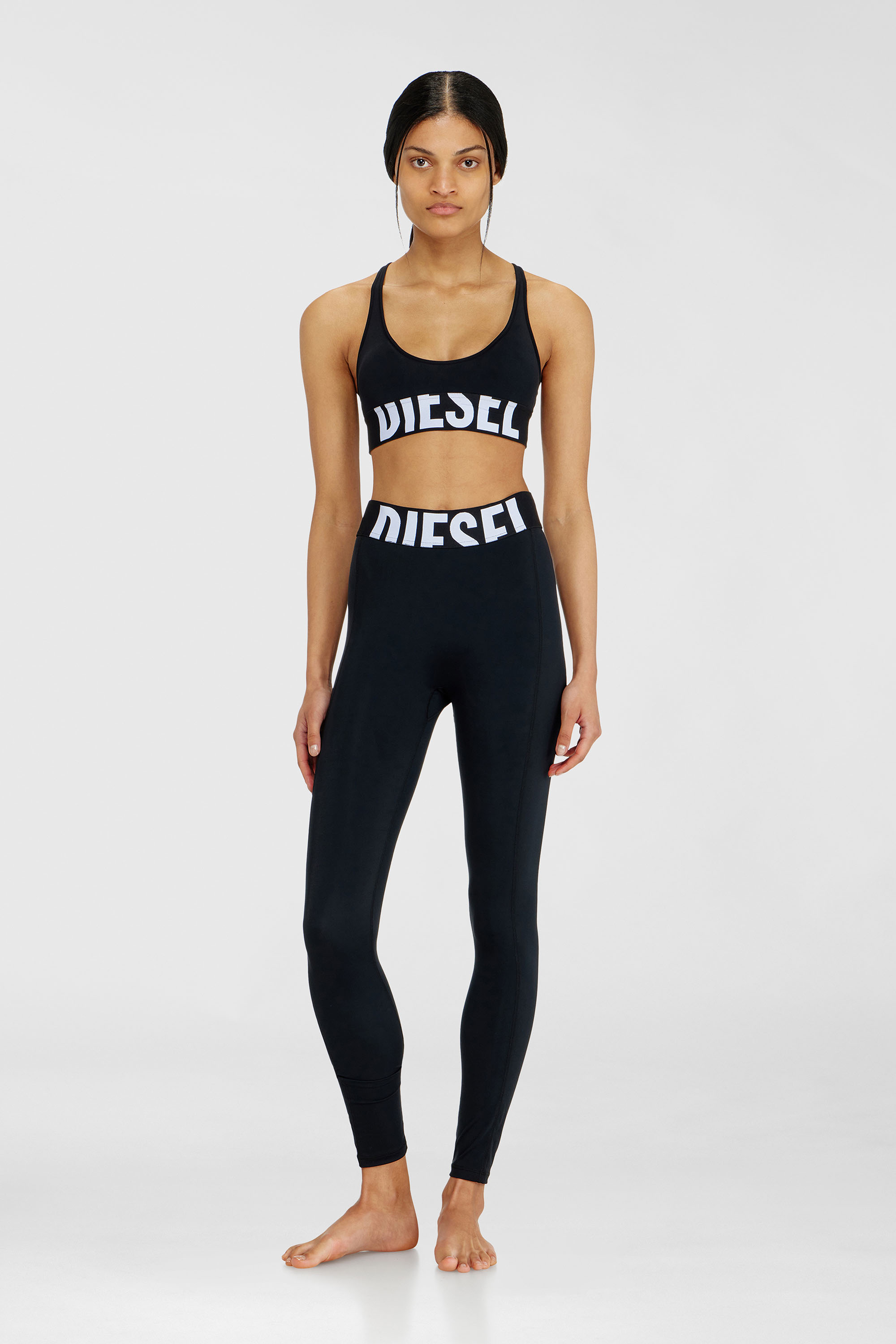 Diesel - ALLISON-D-POP, Woman's Microfibre sports bra with cut-off logo in Black - 1