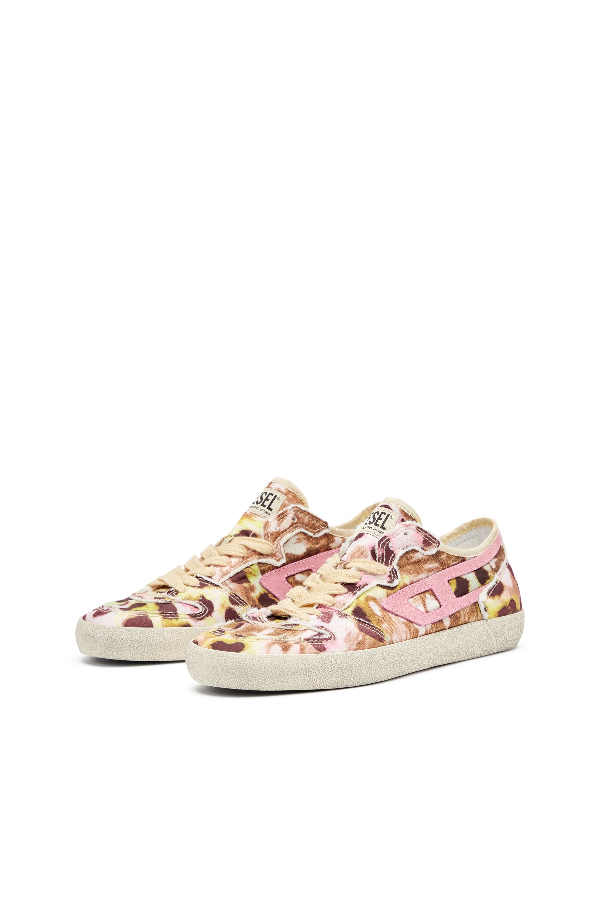 Diesel - S-LEROJI D-1 LOW W, Woman's Distressed sneakers in printed nylon in Multicolor - 8