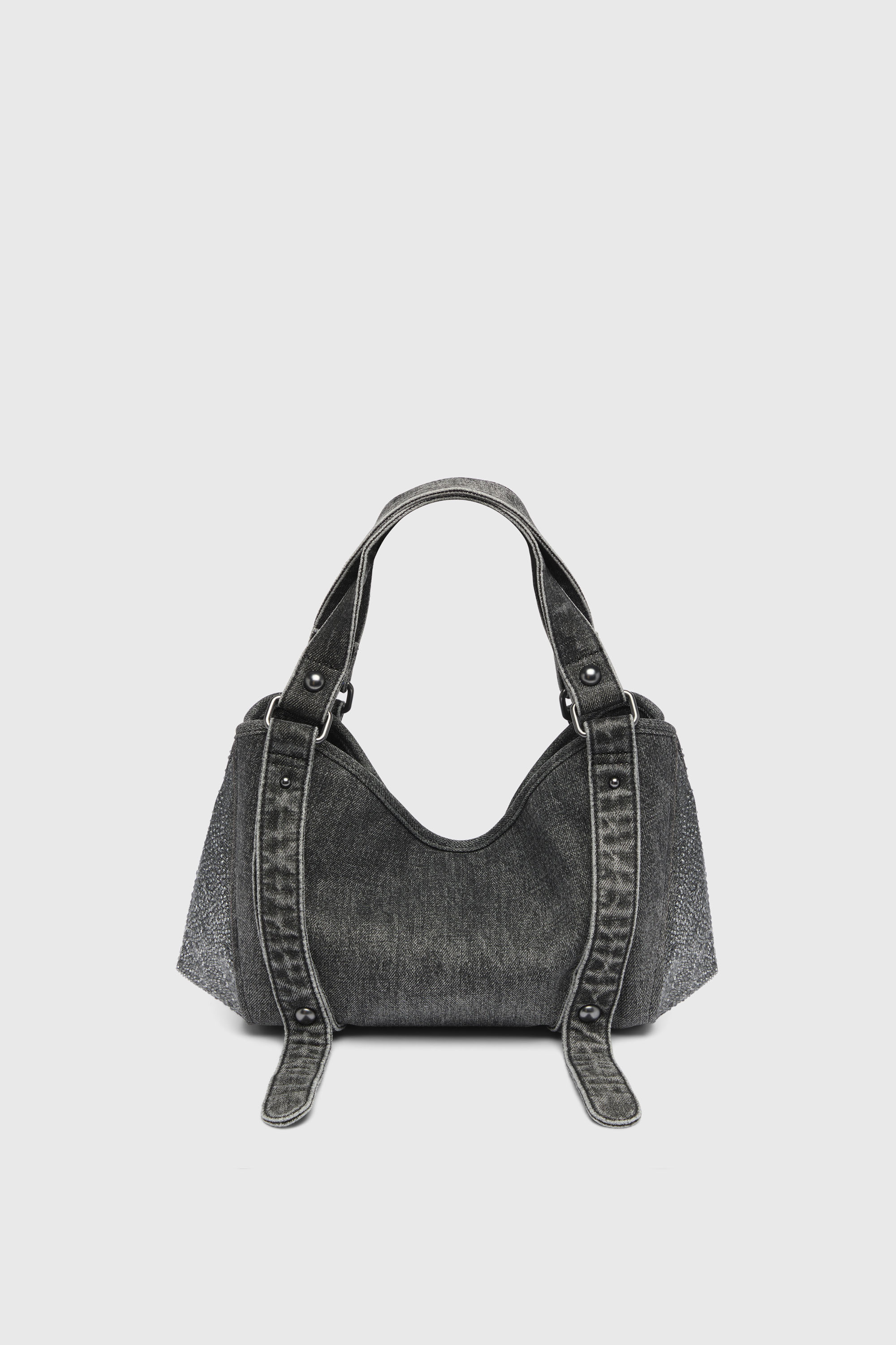 Diesel - D-ONE TOPHANDLE S, Woman's D-One-Small top-handle bag in crystal solarised denim in Black - 3