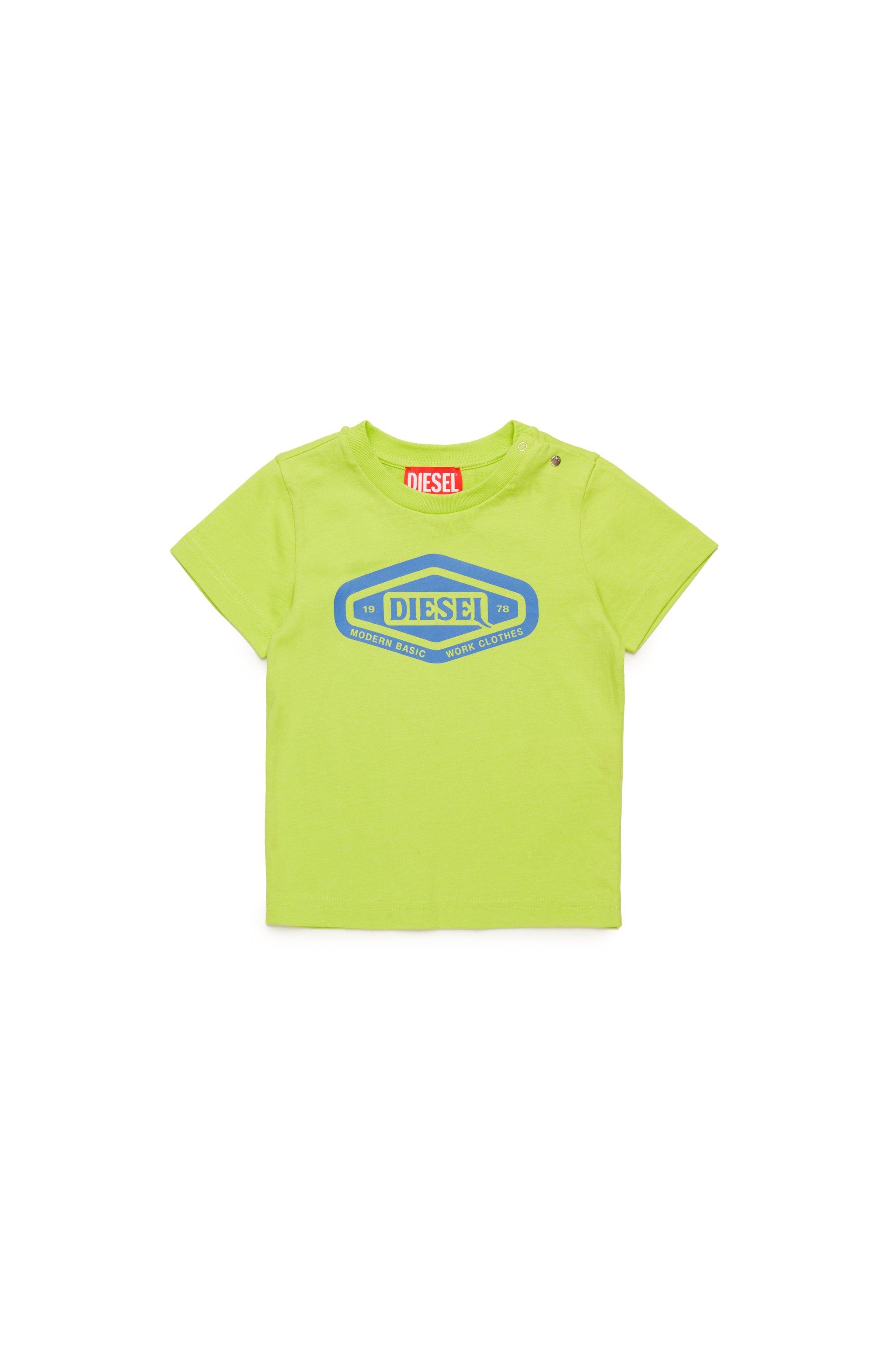 Diesel - TARSIB, Man's Cotton T-shirt with logo graphic in Green Fluo - 1