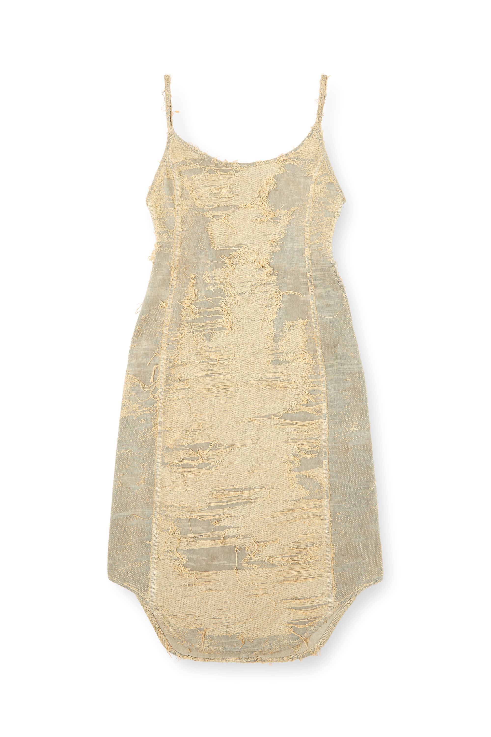 Diesel - DE-VERA-FSG, Woman's Dress in overdyed floating-thread denim in Beige - 1