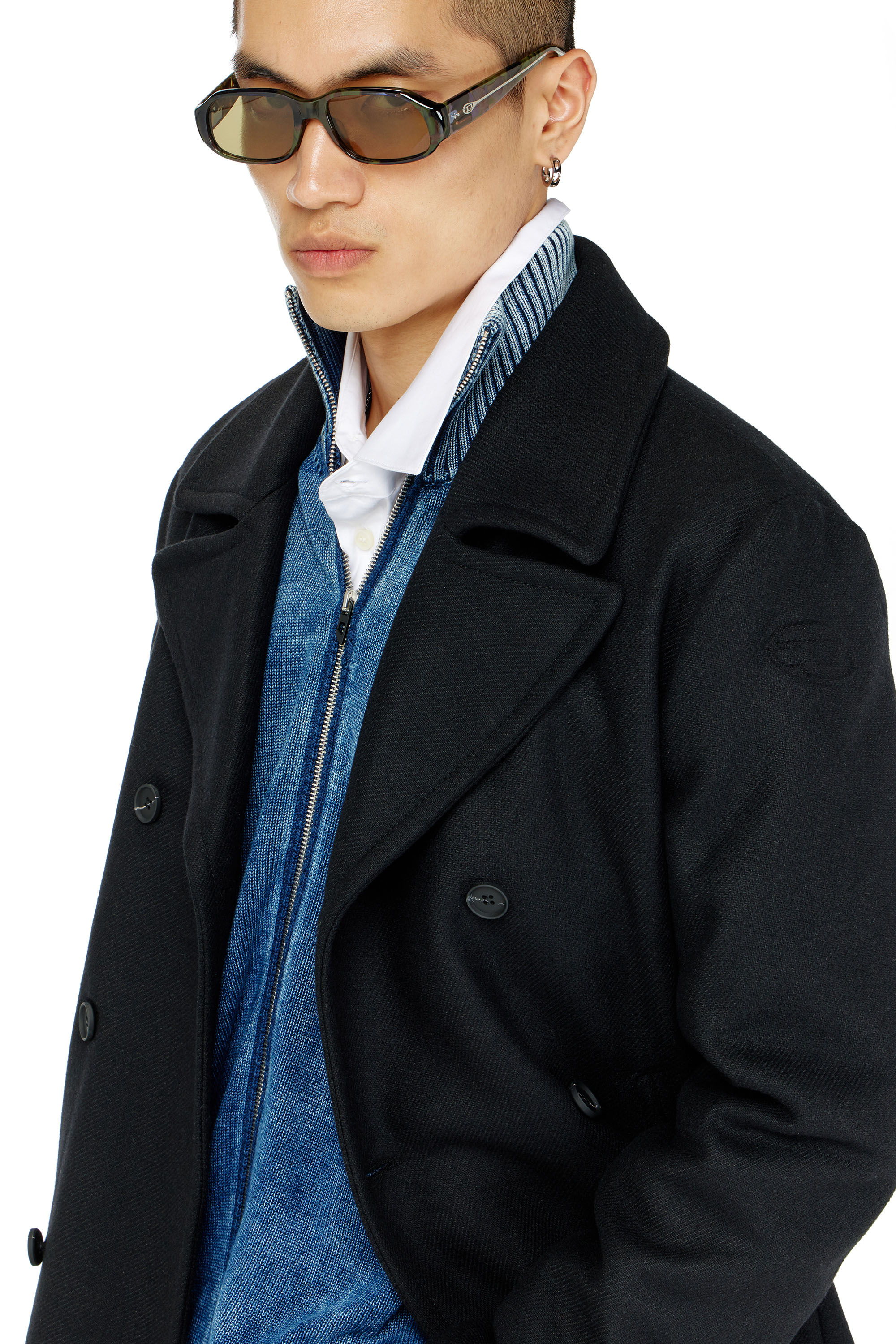 Diesel - W-HALEY-WRD, Man's Peacoat in felted wool blend in Black - 5