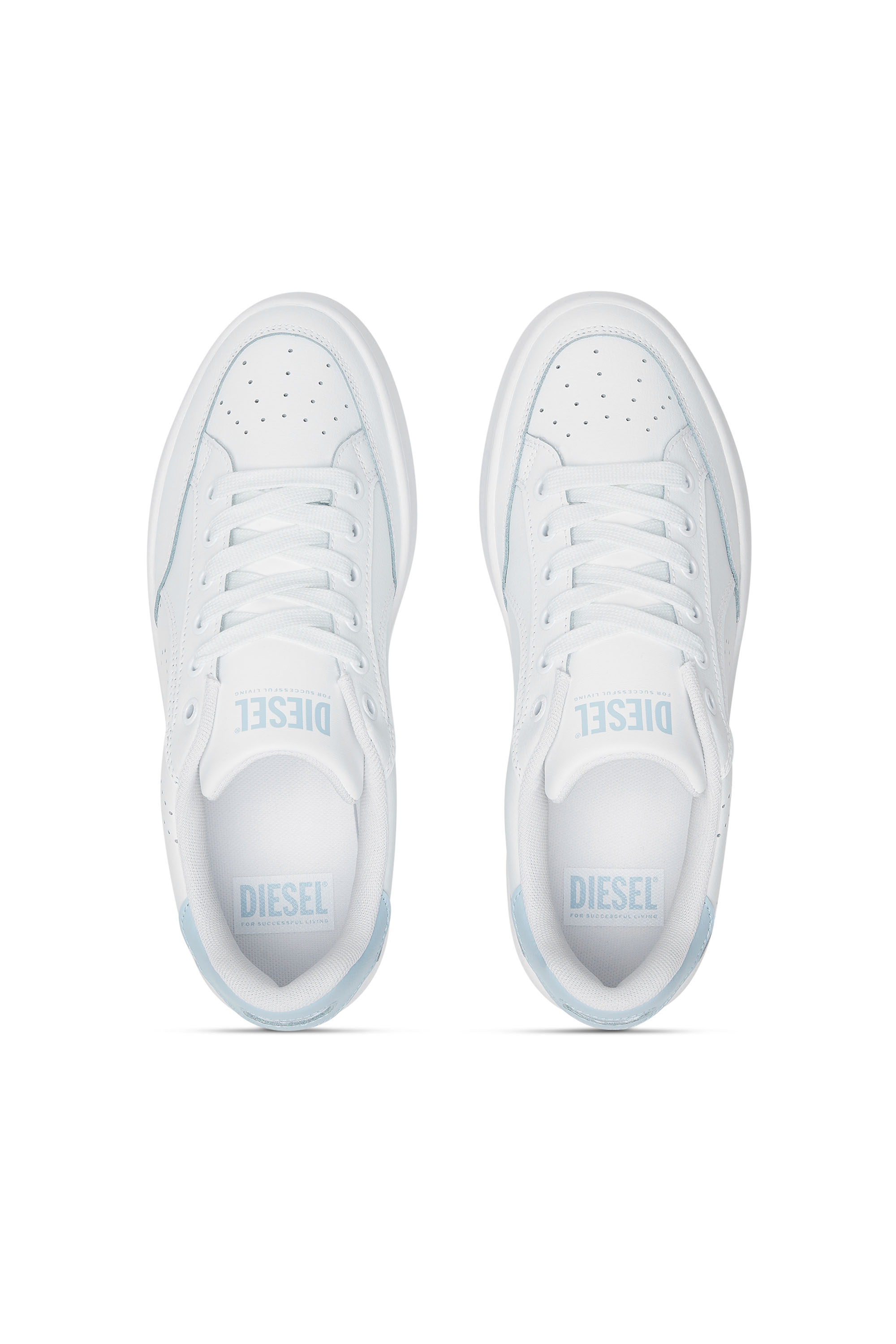 Diesel - S-DAKOTA LOW W, Woman's S-Dakota-Leather sneakers with perforated logo in White/Blue - 5