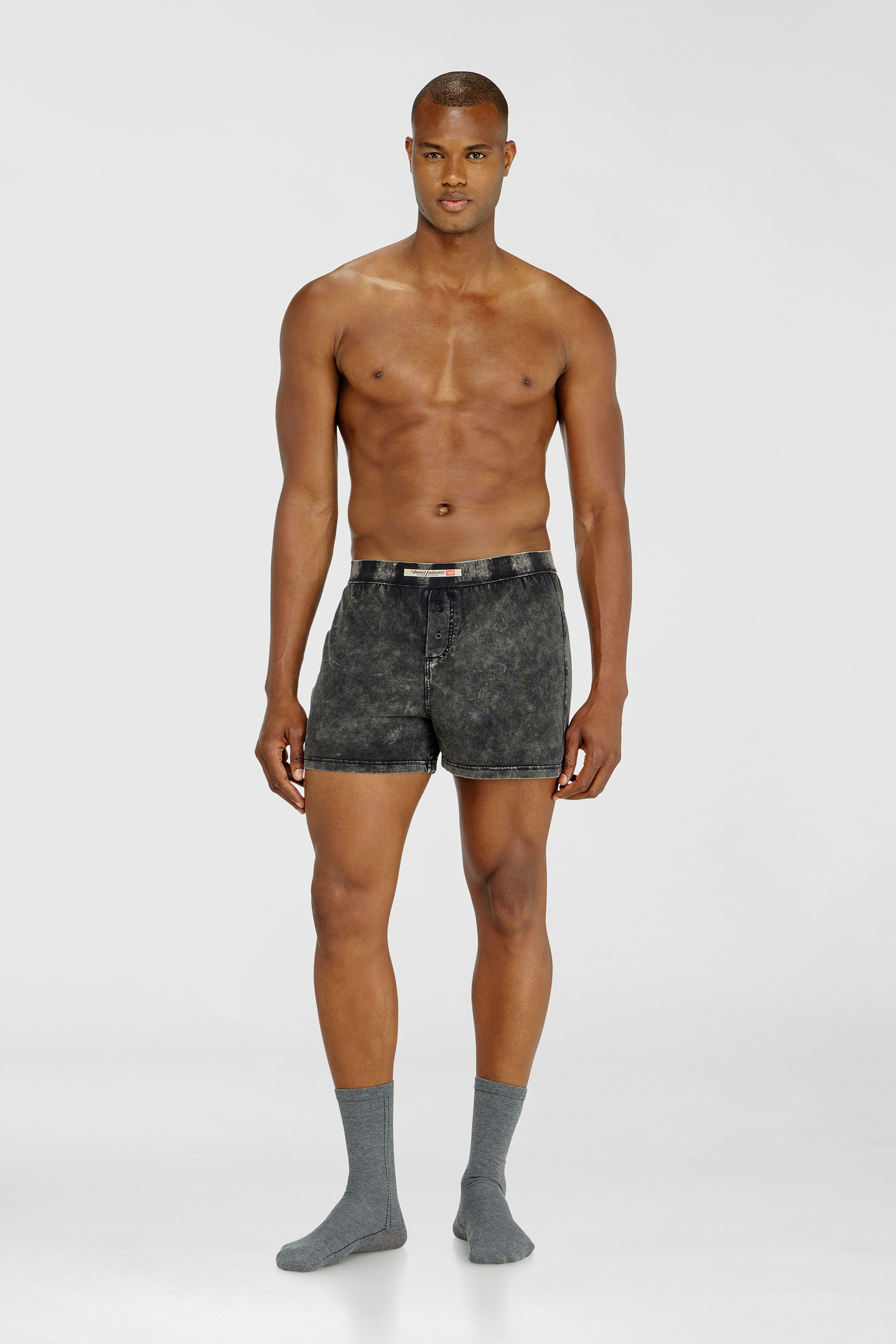 Diesel - STARPER-EL-DNM, Man's Boxer briefs in cotton with denim effect in Dark grey - 2