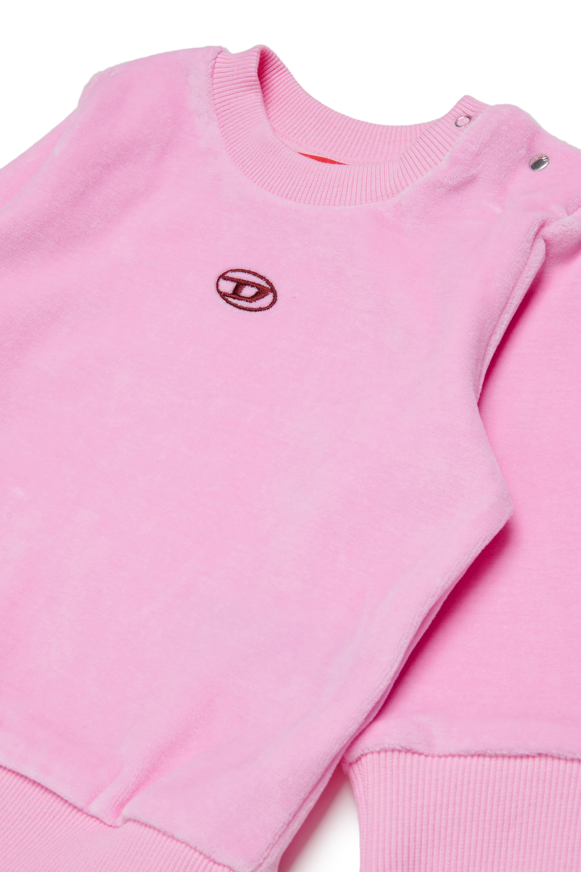 Diesel - SHENIB, Man's Velvet sweatshirt with Oval D embroidery in Pink - 3