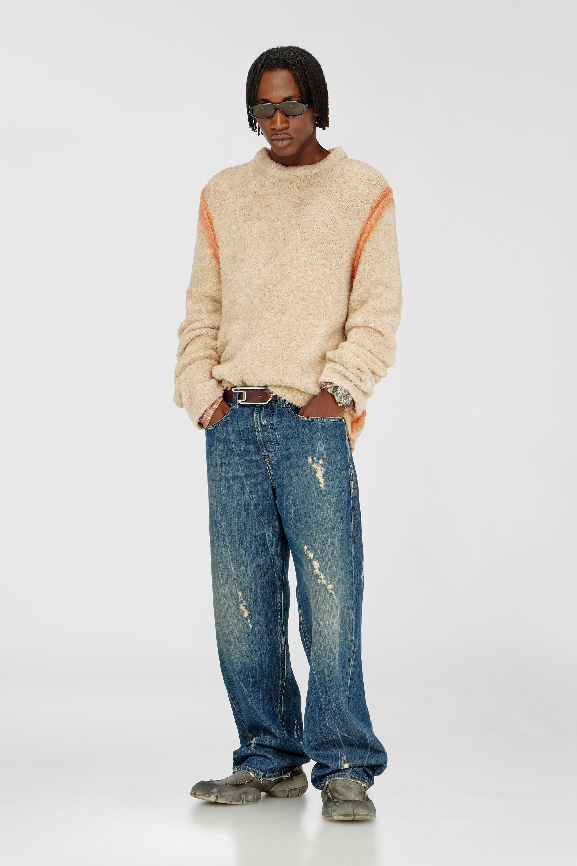Alpaca-blend jumper with spray-dyed seams