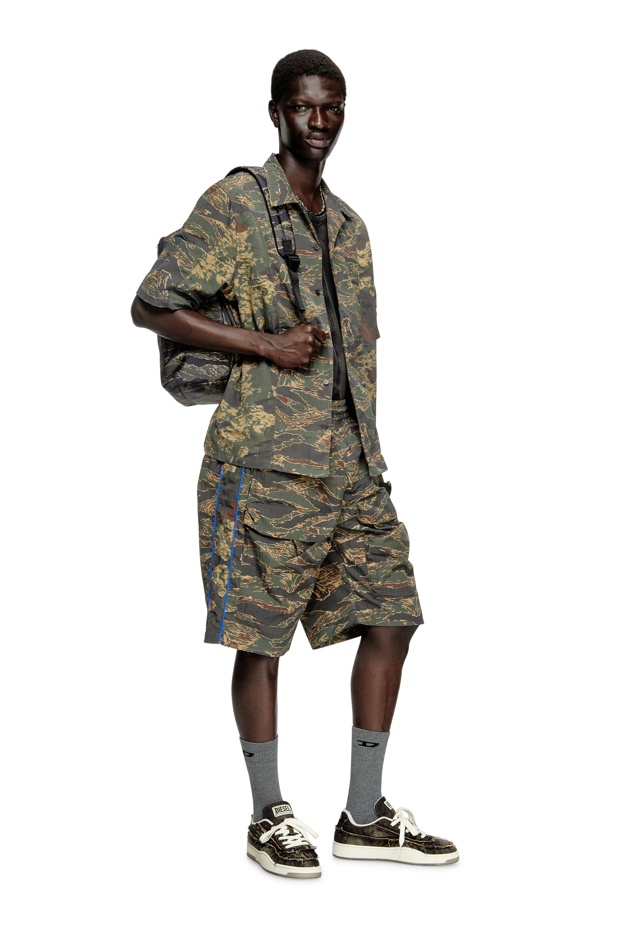 Diesel - S-BRACK-EPBW, Man's Shirt with mixed camo prints in Military Green - 2
