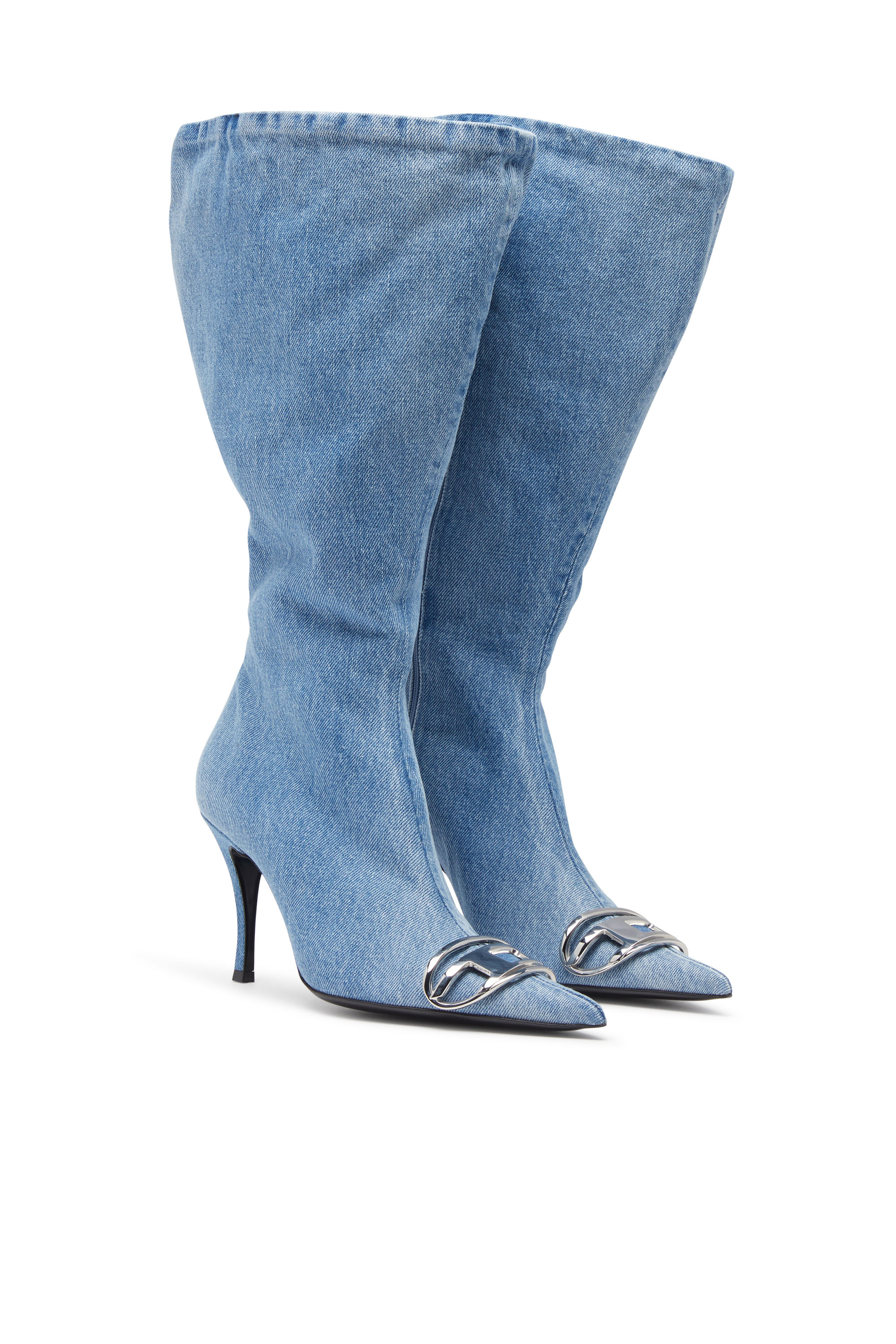 Diesel - D-VENUS KB LARGE, Woman's D-Venus-Wide knee-high boots in denim in Dark Blue - 2