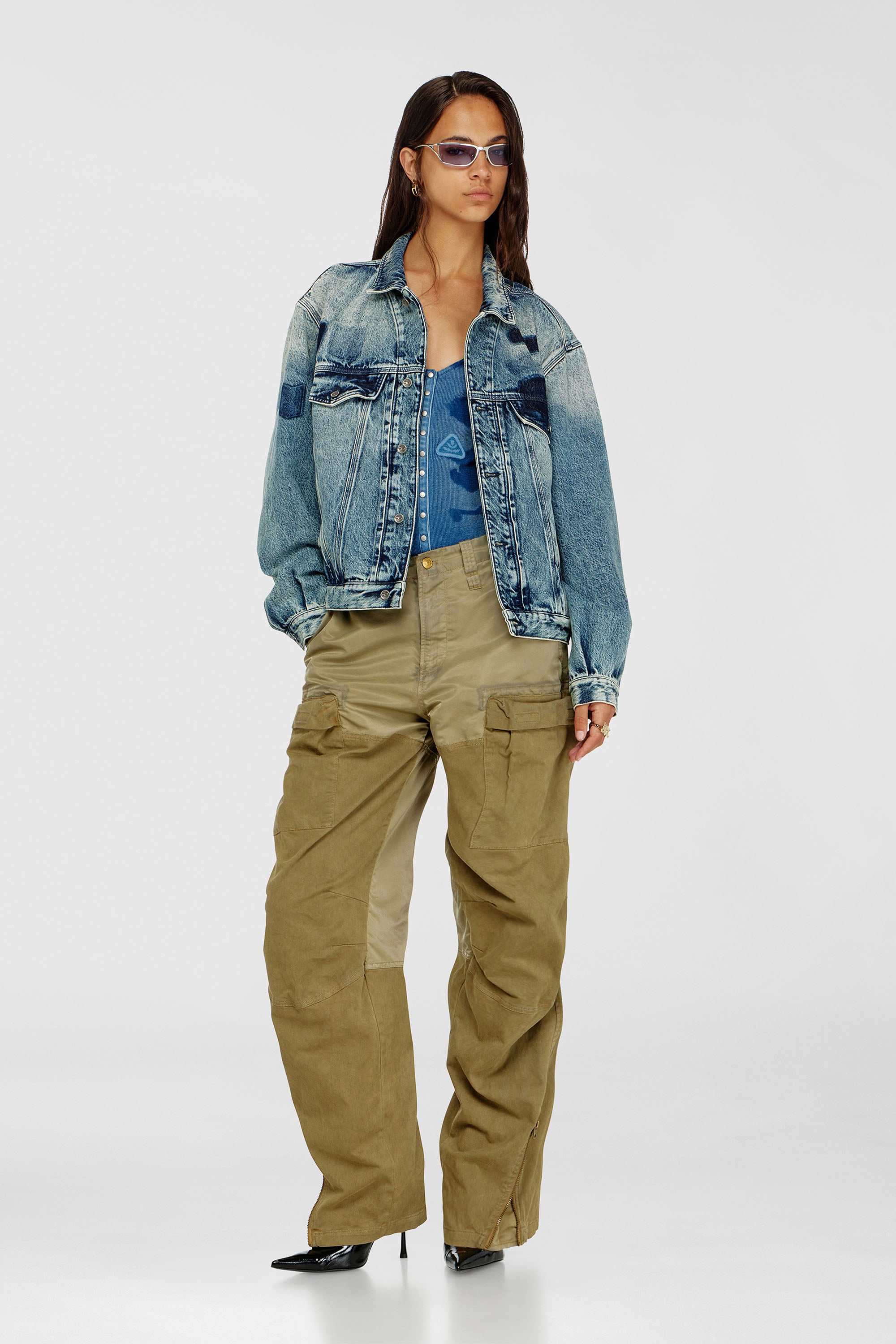 Bodysuit in ribbed jersey with shadow-patch effects