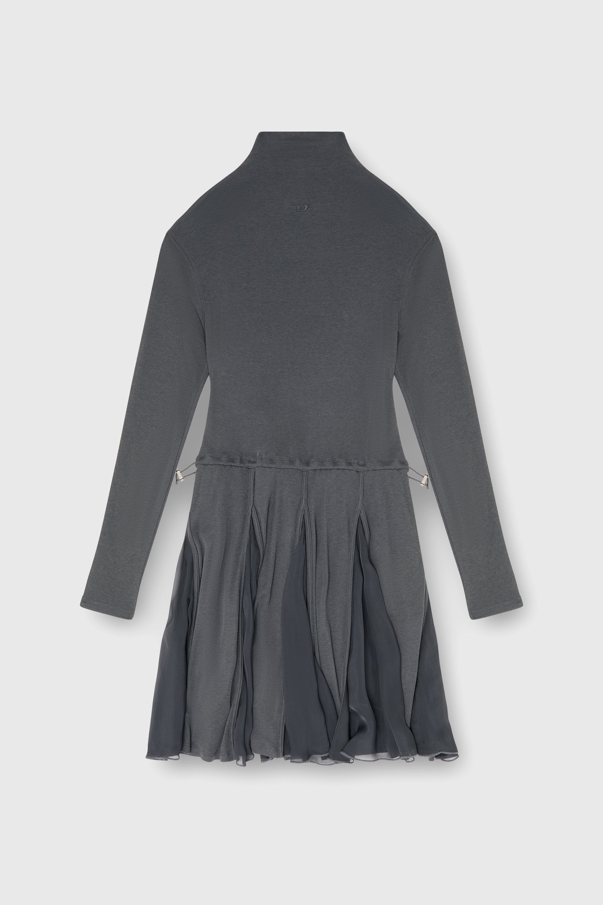 Diesel - D-REI, Woman's Turtleneck mini dress in jersey and chiffon in Grey - 2